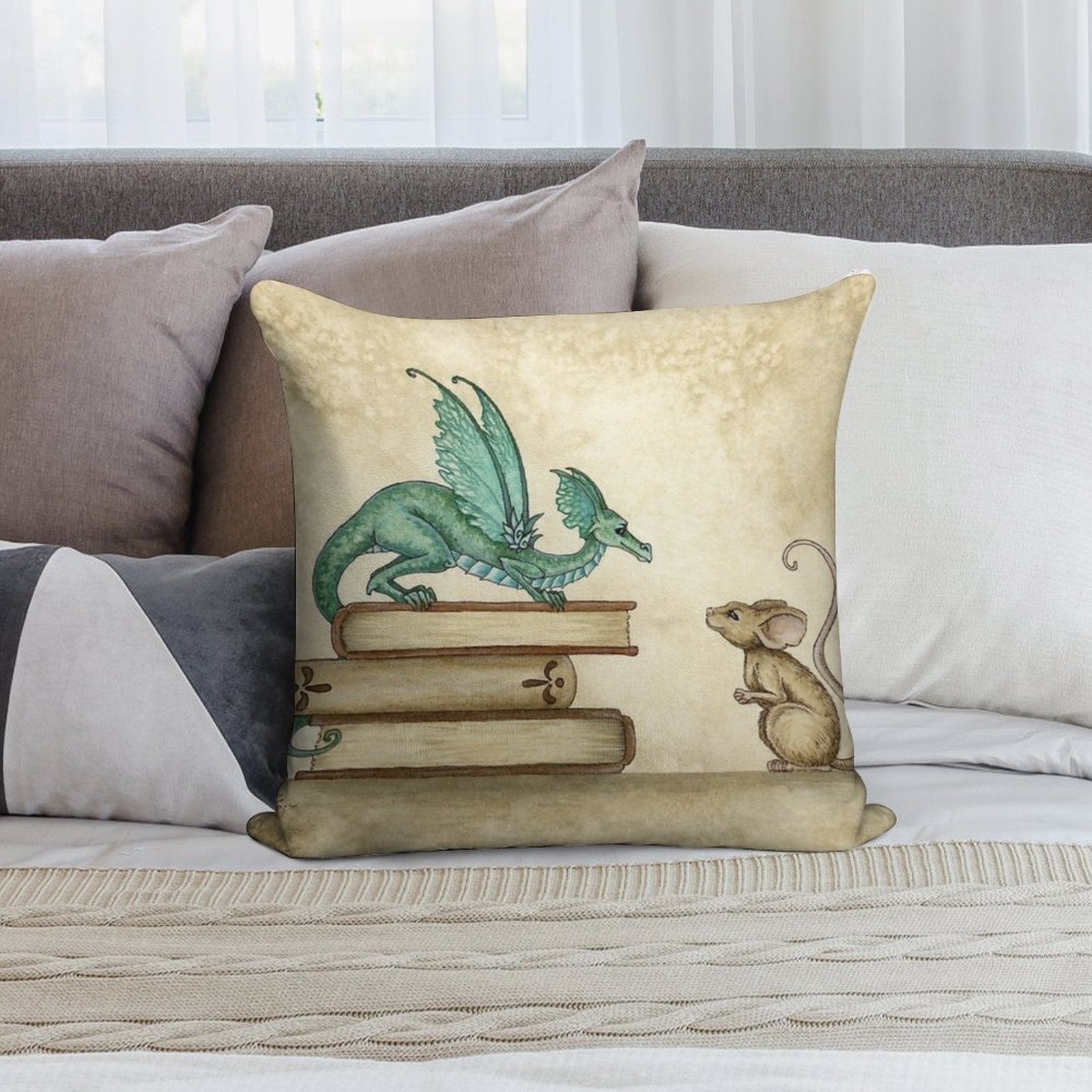 A Curious Encounter Soft Shrink-Resistant Throw Pillow
