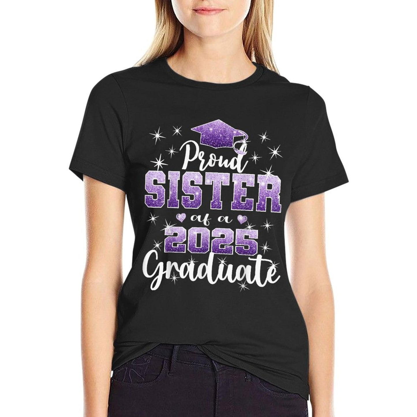 Super Proud Sister of 2025 Graduate Senior Graduation Family Summer-ready Fabric T-Shirt
