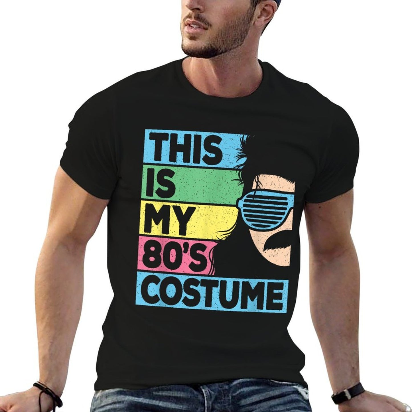 This Is My 80s Costume Men 1980s 80s Outfit Disco Party  Slim-fit Cut T-Shirt