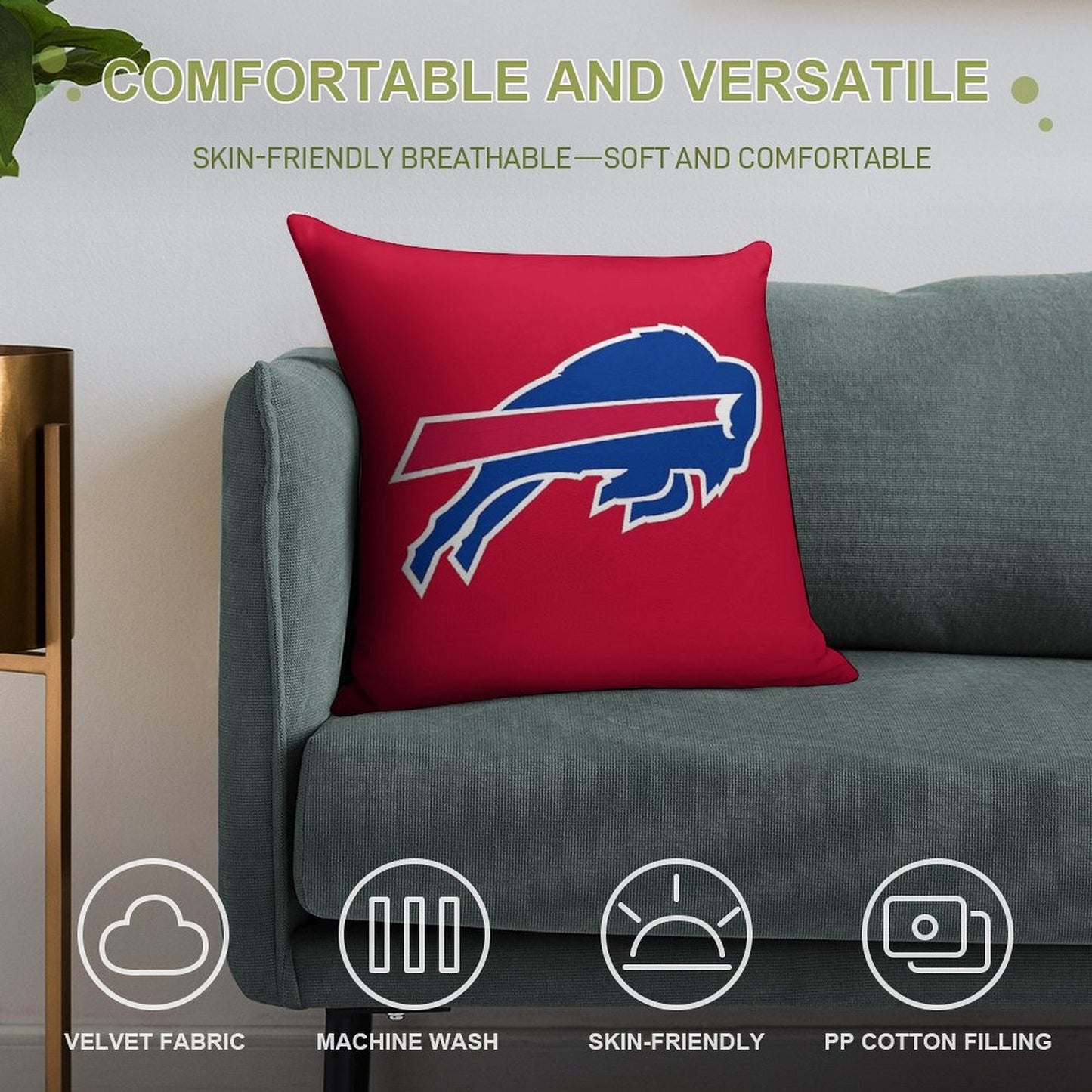 The_Bills_Logo Soft High-Density Material Throw Pillow
