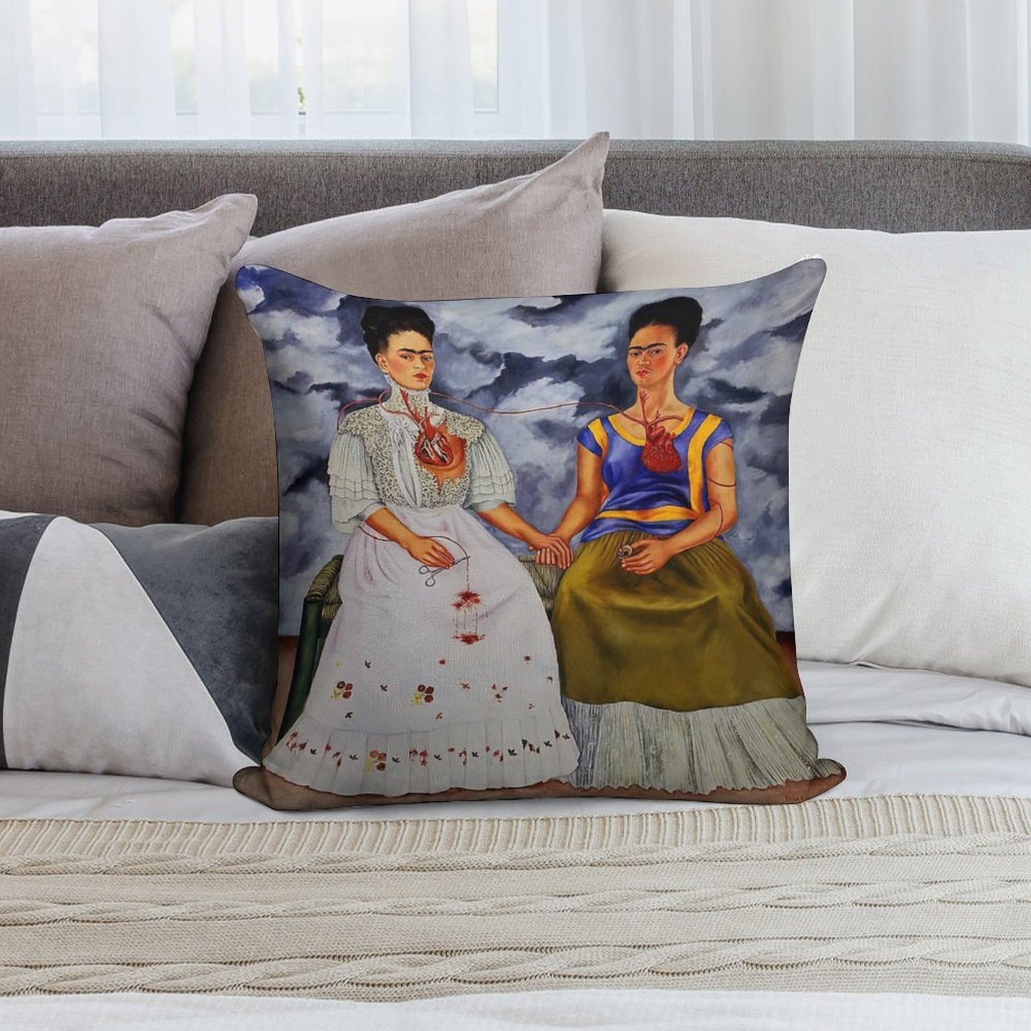 The Two Fridas by Frida Kahlo Soft Skin-Friendly Throw Pillow