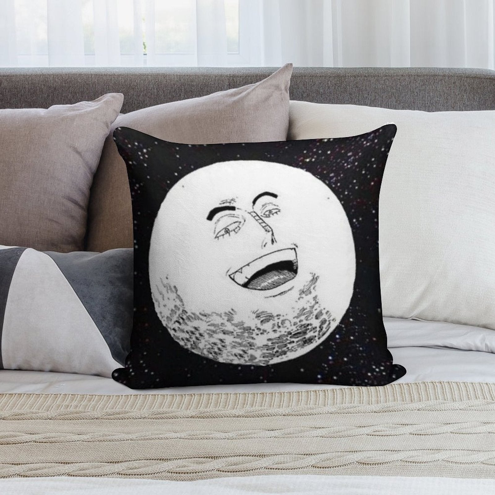 Enel Moon God Soft Hidden Zipper Throw Pillow