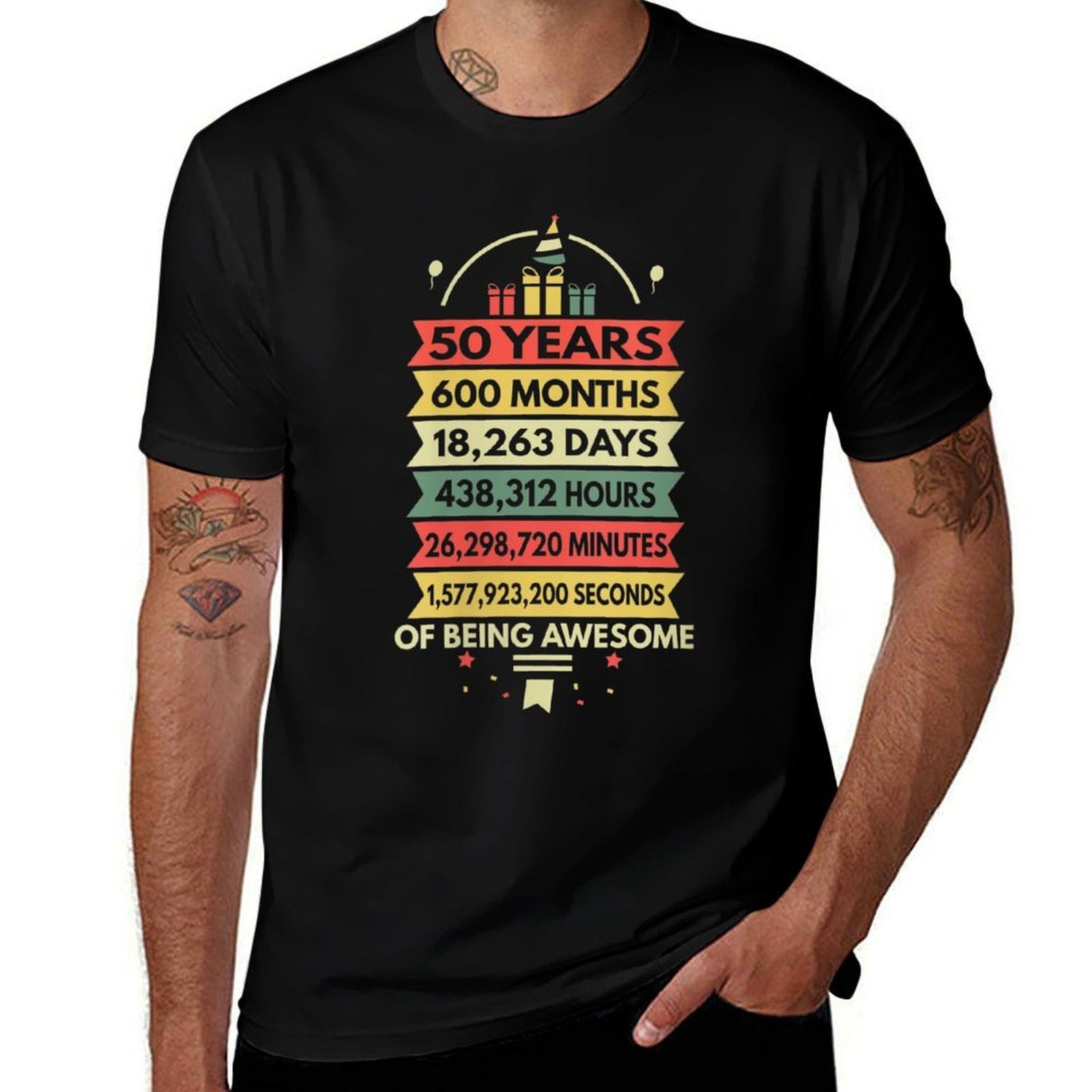 Womens 50 Years 600 Months Of Being Awesome 50th Birthday Gifts  Lightweight T-Shirt