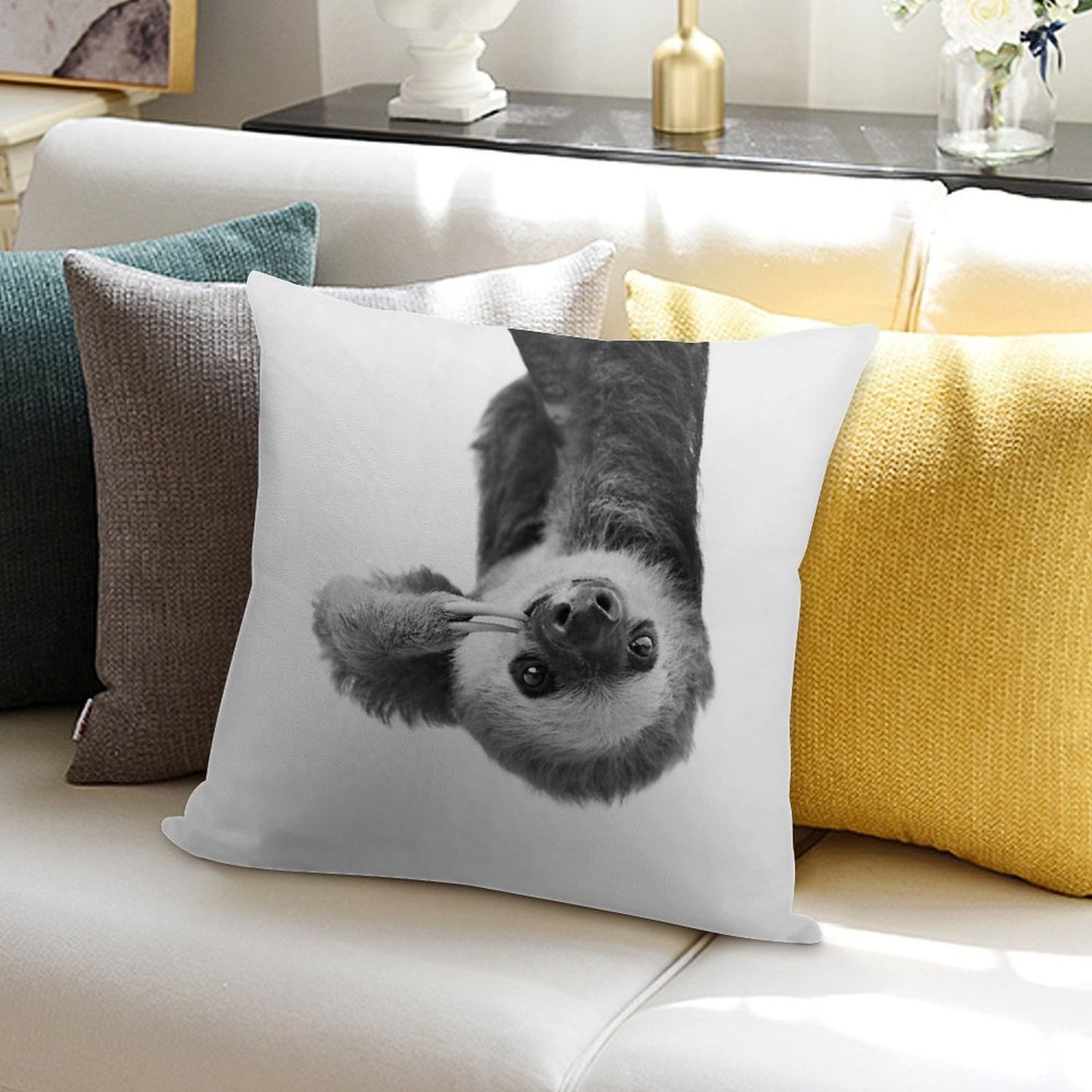 Sloth Soft Durable Construction Throw Pillow
