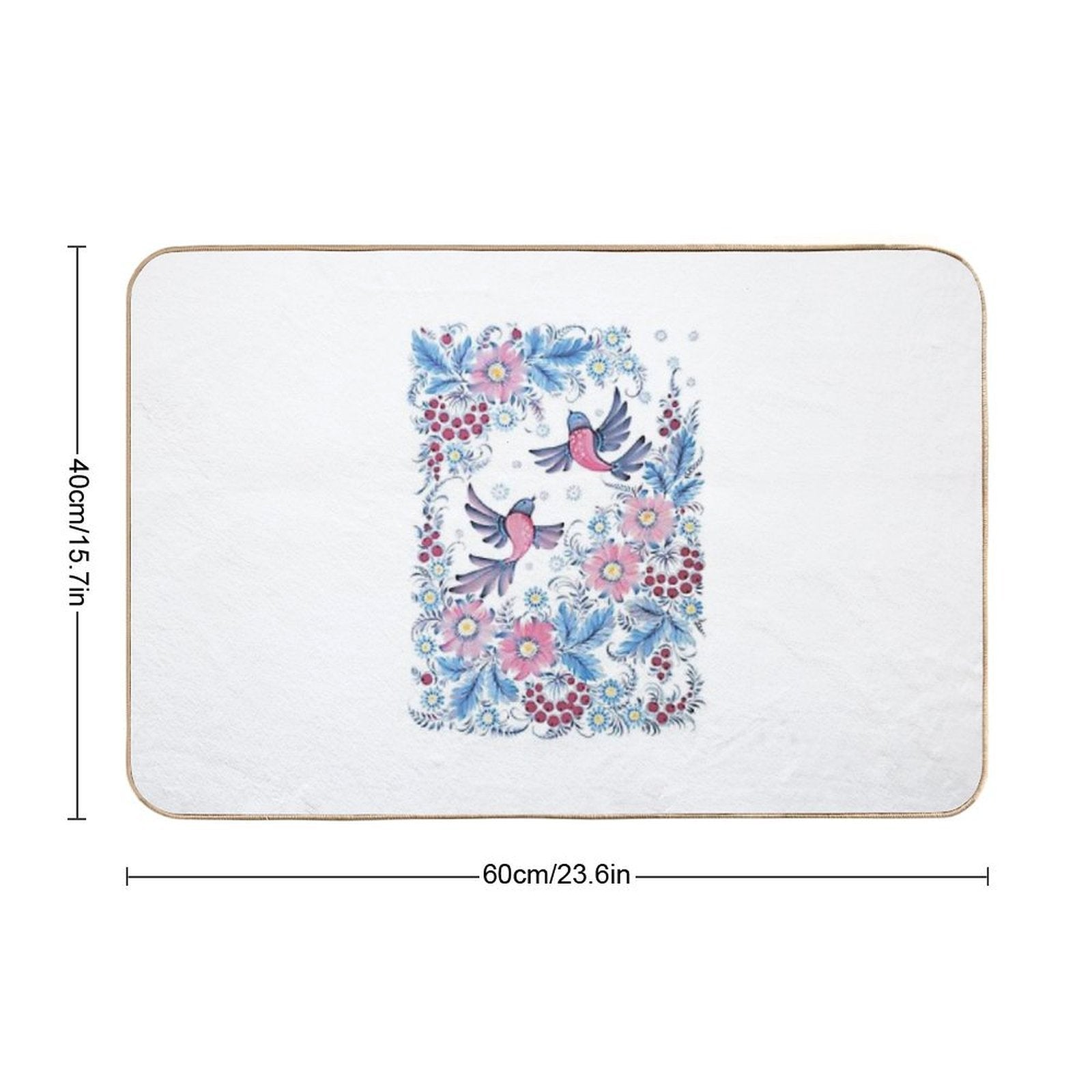 Lovebirds in Petrykivka Floral Garden  Eco-Friendly Bath Mat