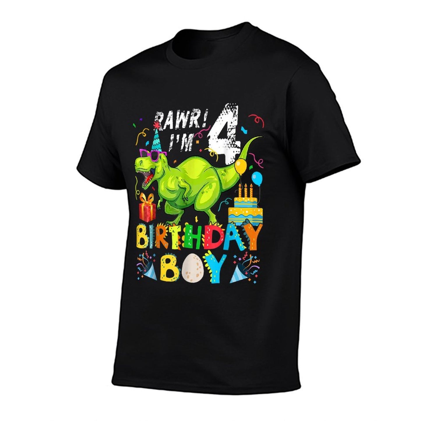 4 Year Old Dinosaur Birthday Boy 4th T Rex Dinosaur For Boy  Cotton T-Shirt
