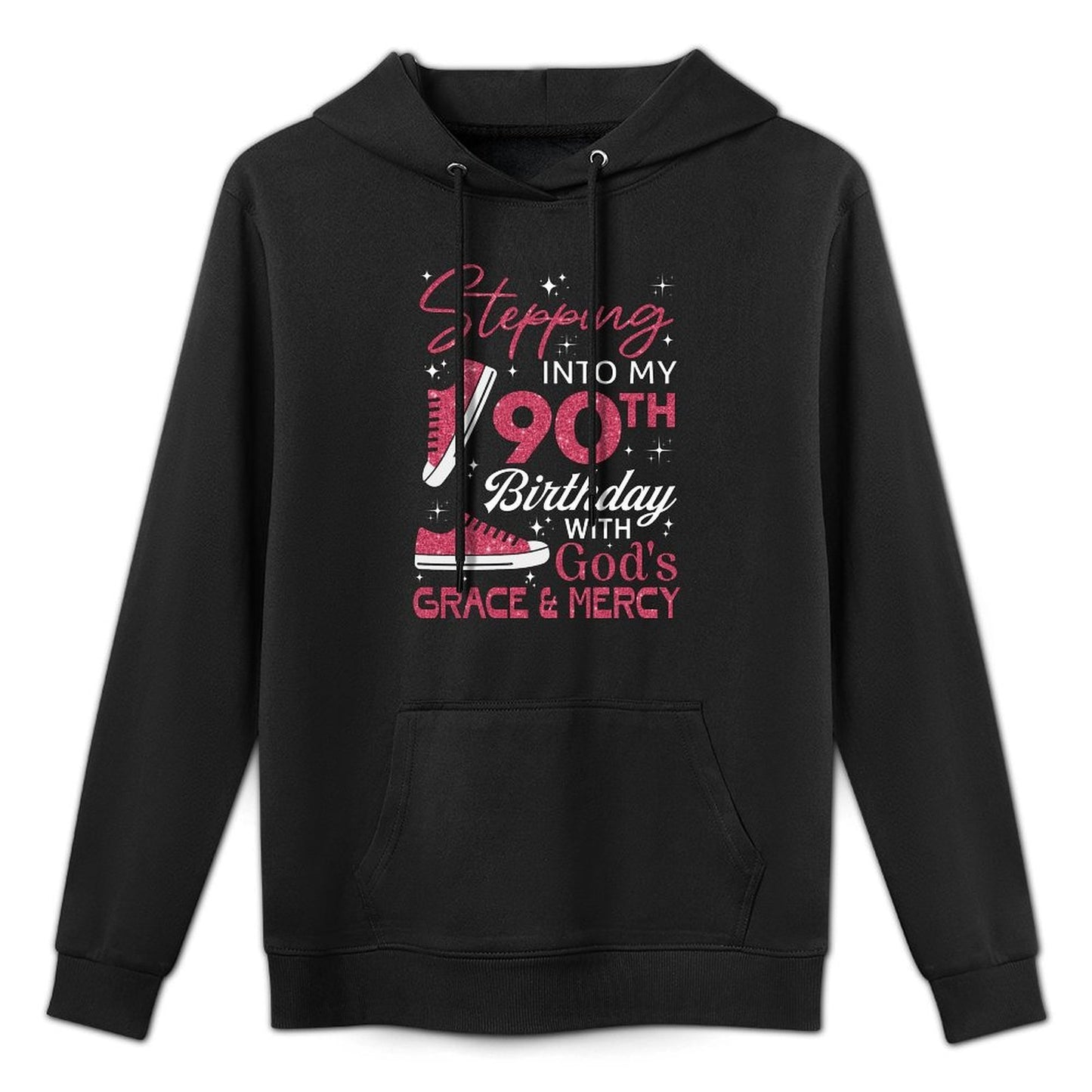 Stepping Into My 90th Birthday with God's Grace & Mercy Breathable Fabric Hoodie