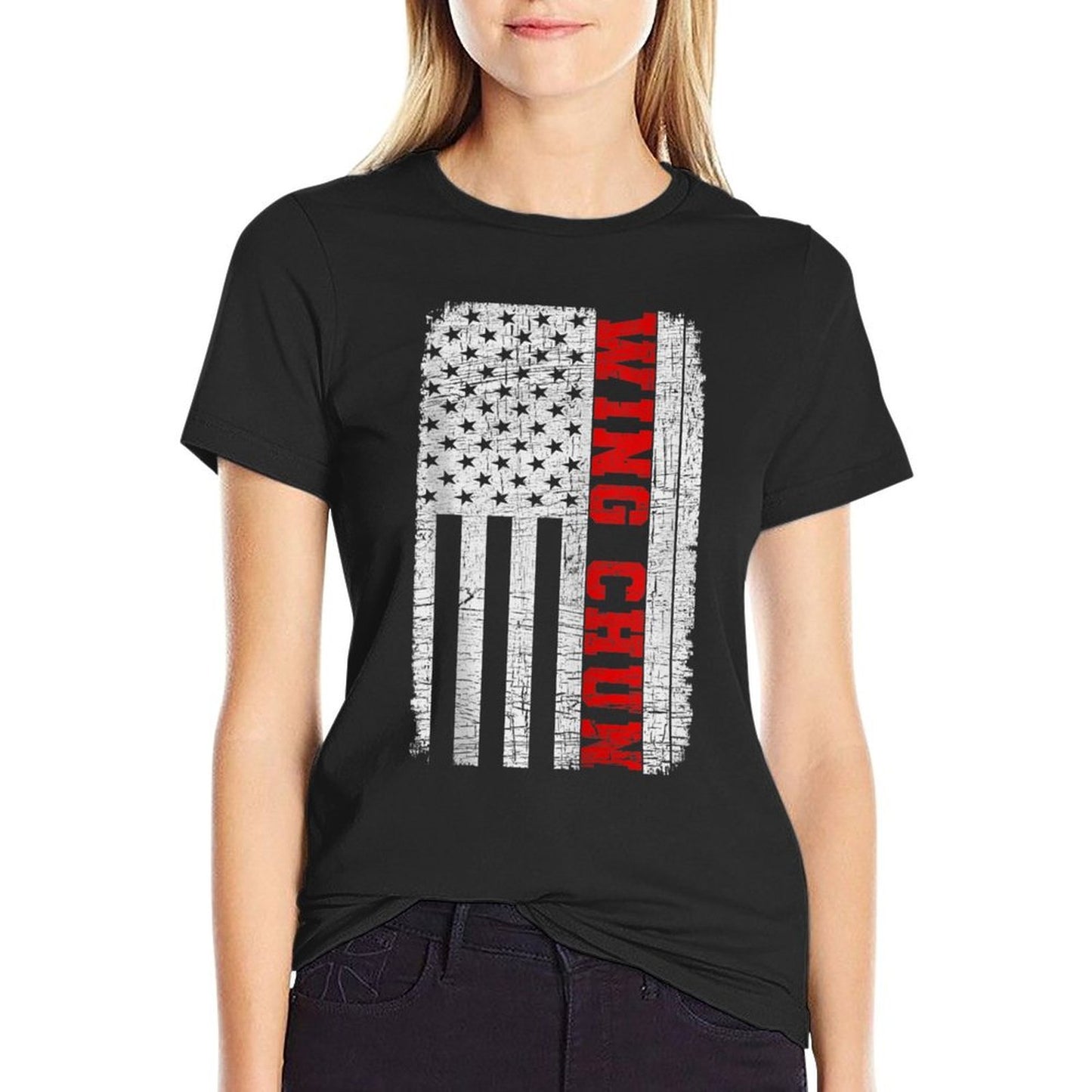 Wing Chun American 4th July Patriotic Funny Gift Fade-proof Color T-Shirt