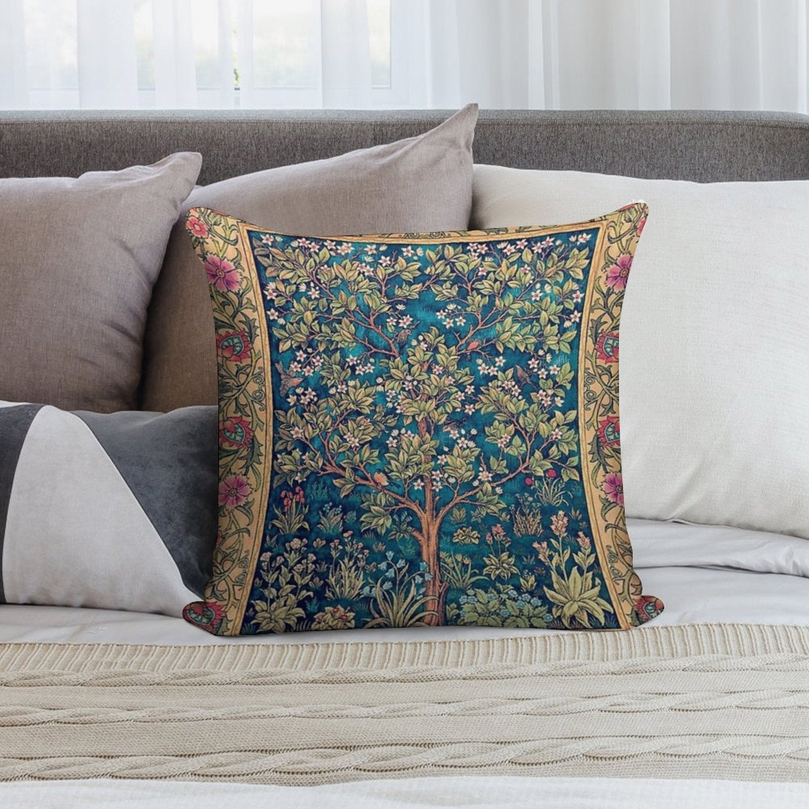 William Morris - Tree of Life, No,3. Soft Multiple Sizes Throw Pillow