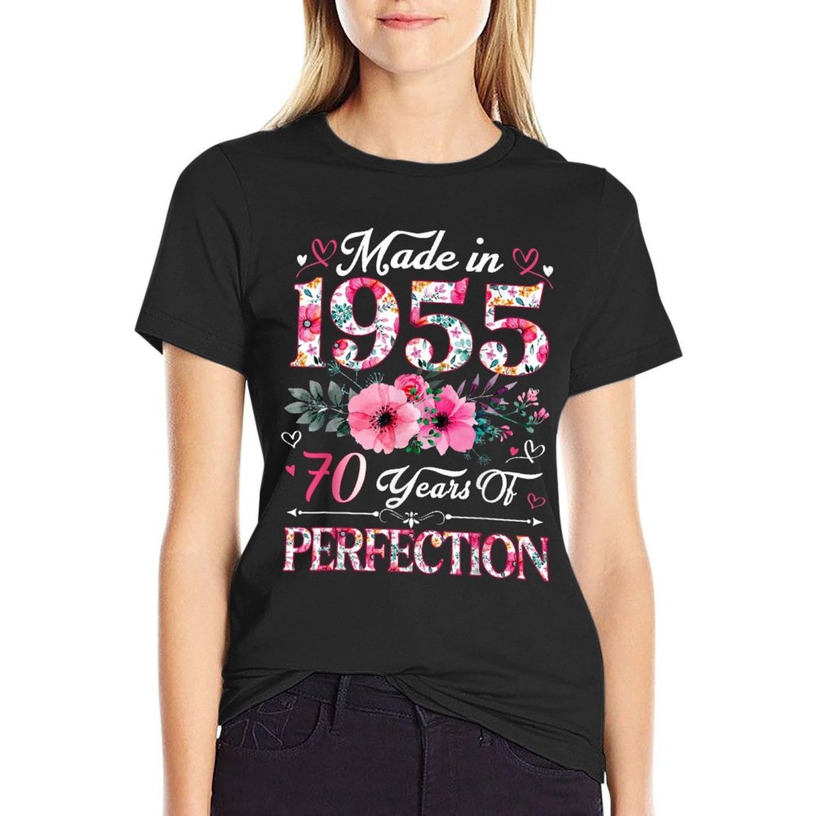70 Year Old Made In 1955 Floral 70th Birthday Women  Odor-resistant T-Shirt