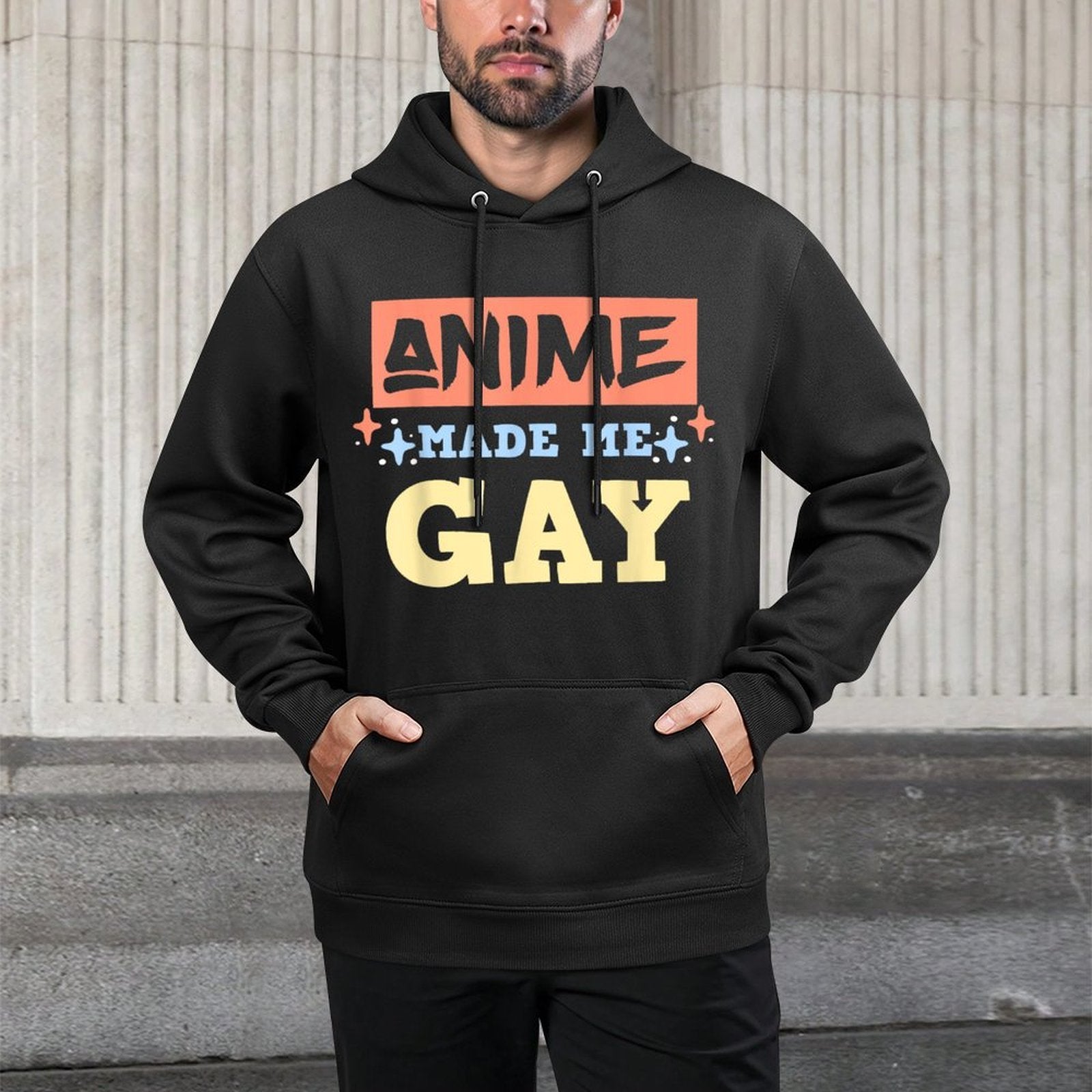 Anime Made Me Gay Funny Anime Meme LBGTQ Gay Pride Month Adjustable Hood Hoodie