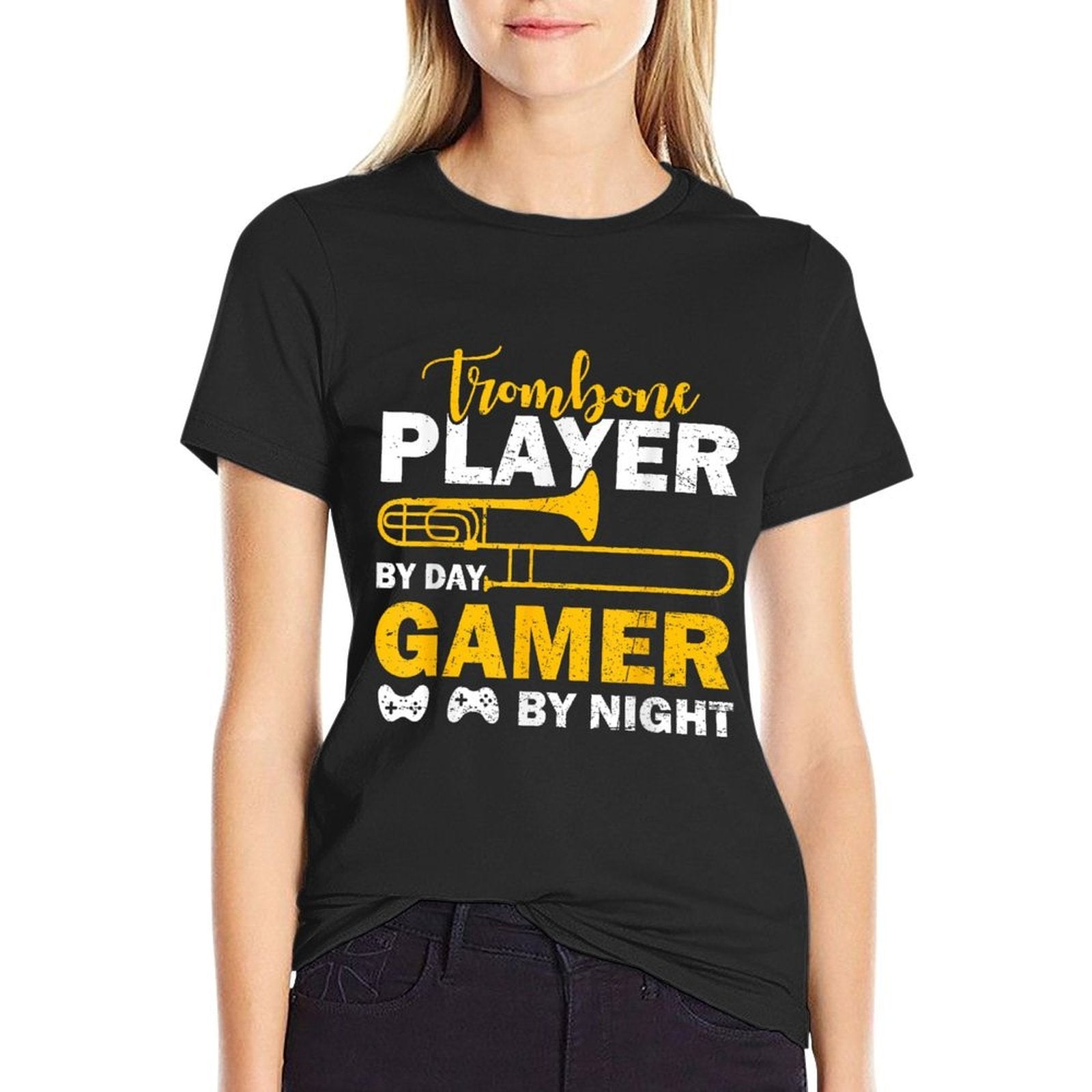 Trombone Player By Day Gamer By Night Funny Trombonist  Quick-drying T-Shirt