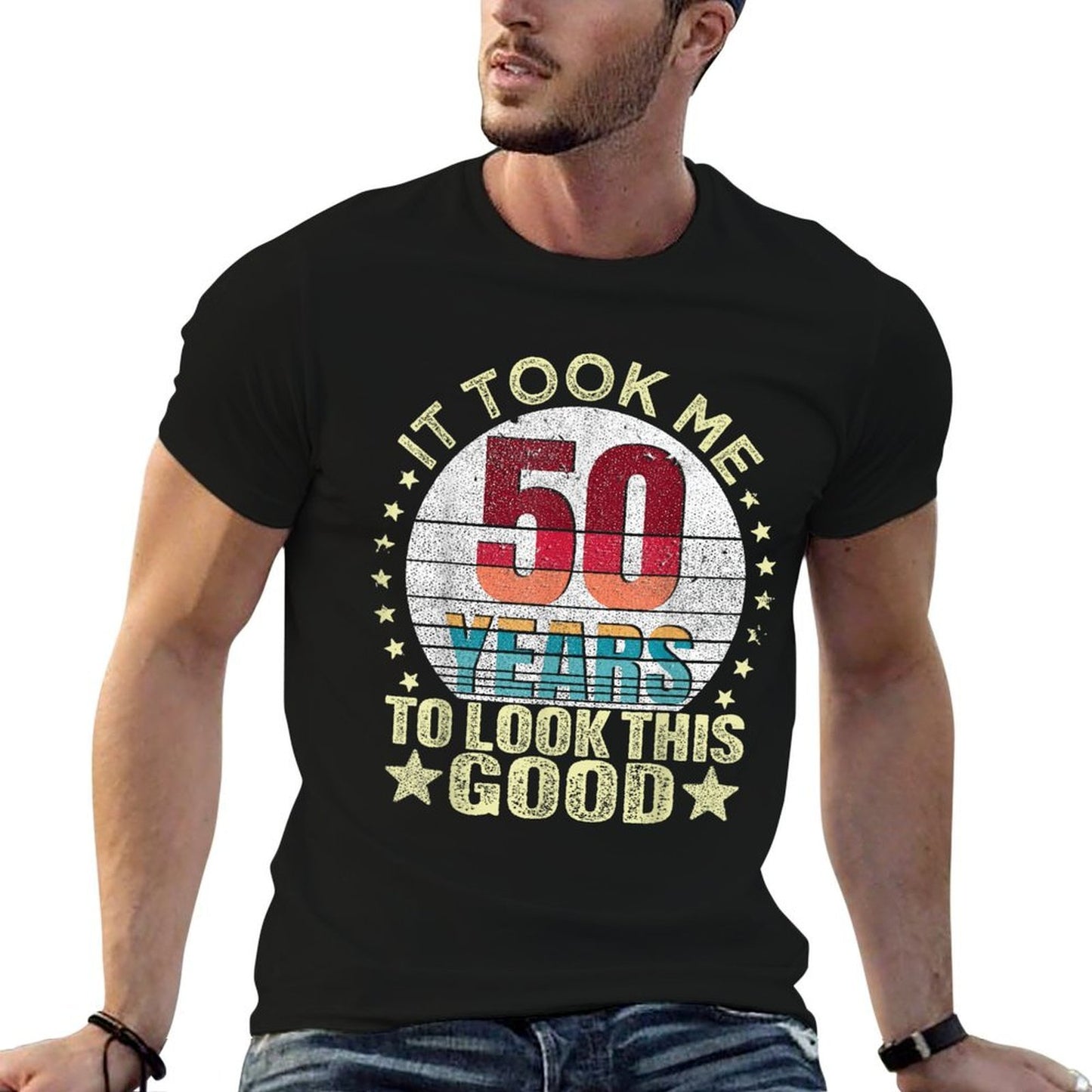 Vintage It Took Me 50 Years To Look This Good 50th Birthday Oversized Silhouette T-Shirt