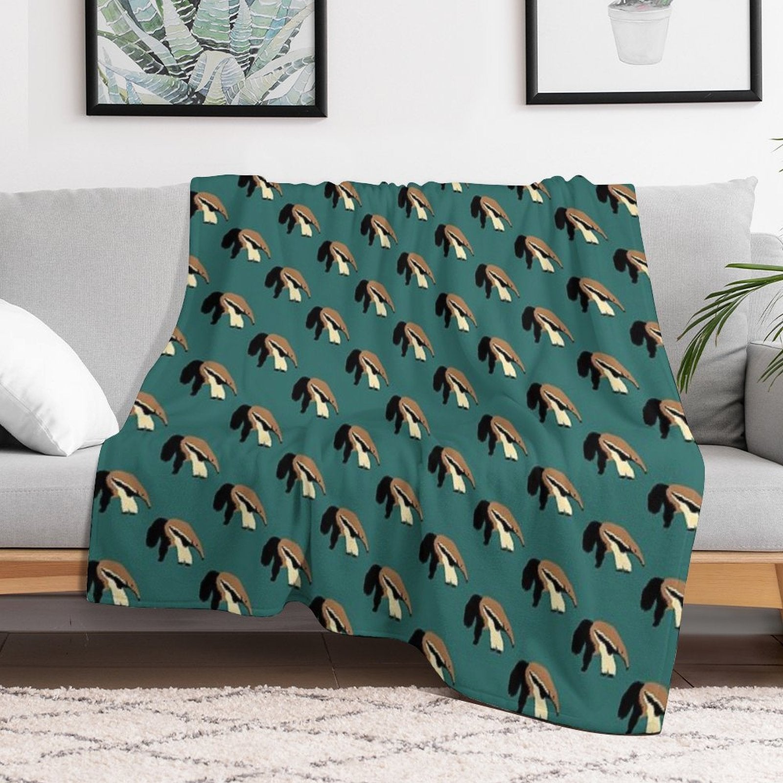 Anteater on Teal Eco-conscious Throw Blanket