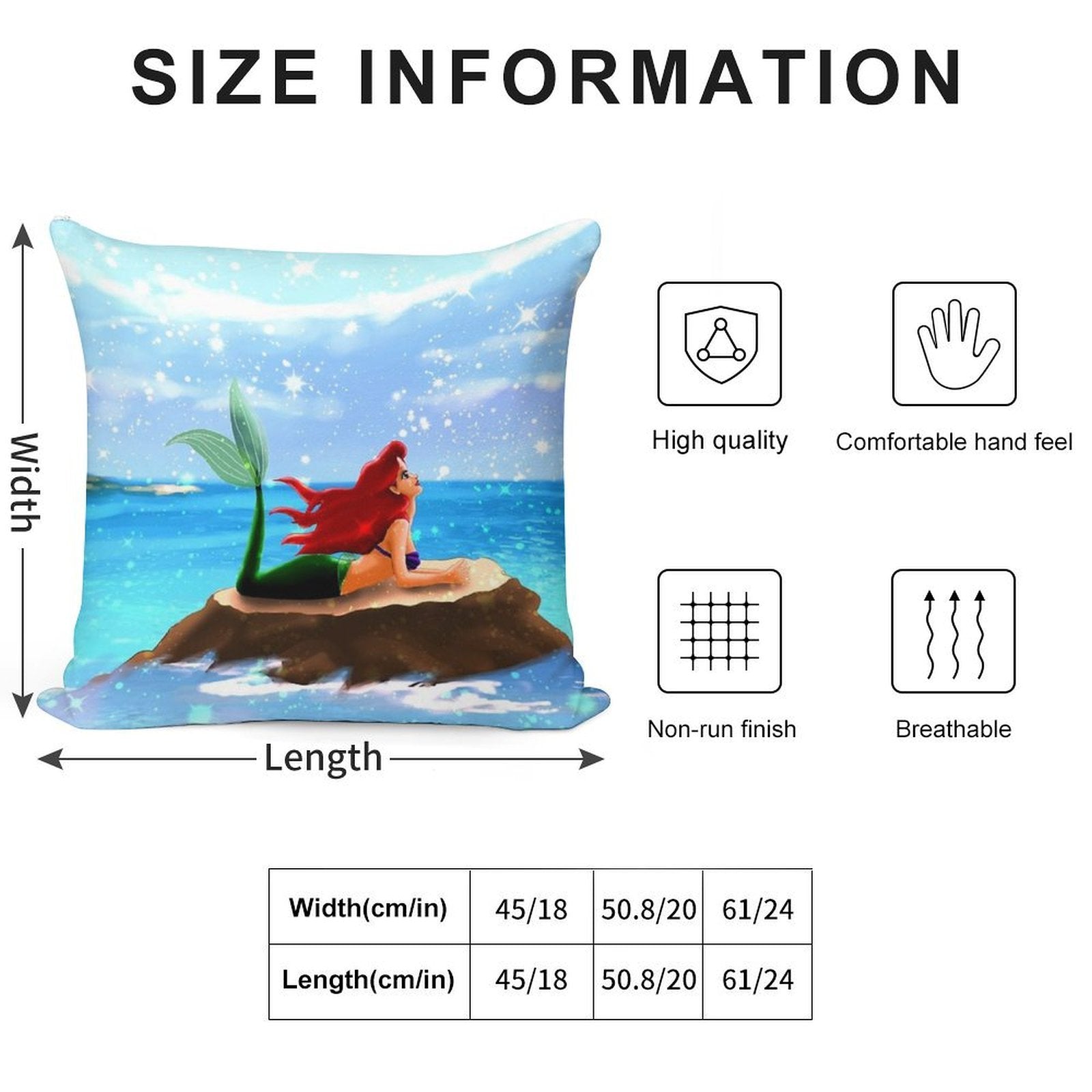 Little Mermaid - Azure Blue Soft Warmth Comfort Throw Pillow