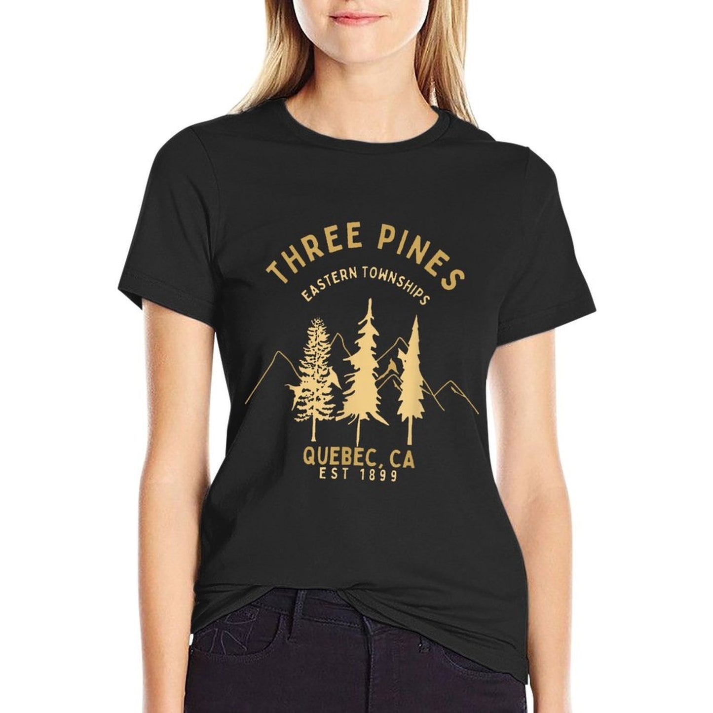 Three Pines Eastern Townships Quebec CA Est 1899  Fade-proof Color T-Shirt