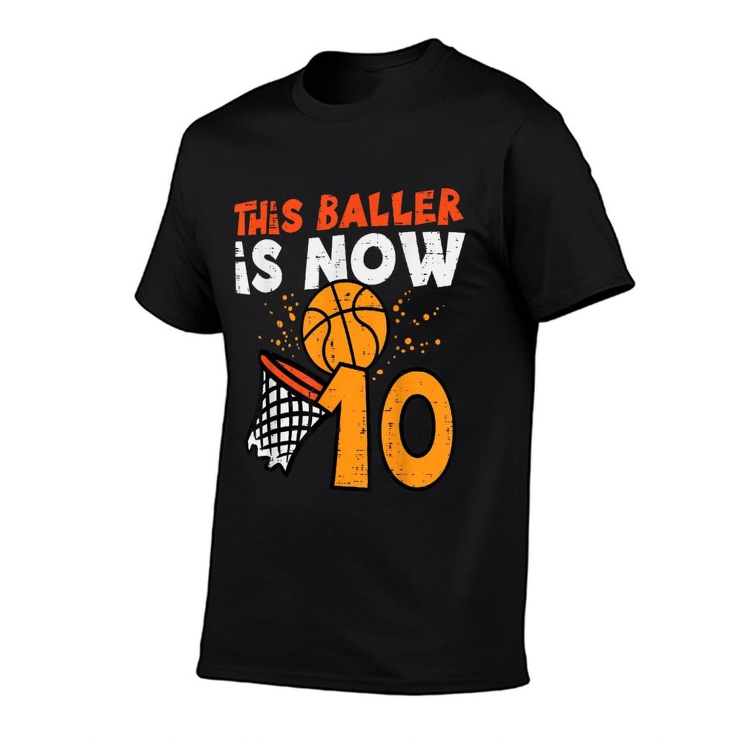 This Baller Is Now 10 Basketball 10th Birthday Bday Boys Kid  Oversized Silhouette T-Shirt