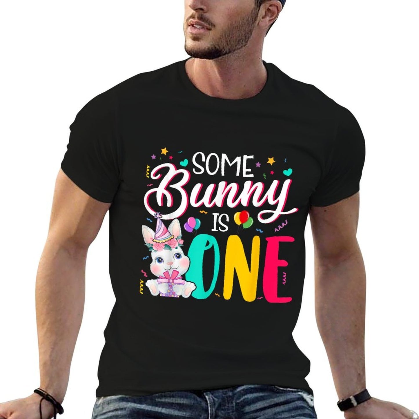 Some Bunny Is One Happy 1st Birthday 1 Year Old Bunny Lover Wrinkle-resistant T-Shirt