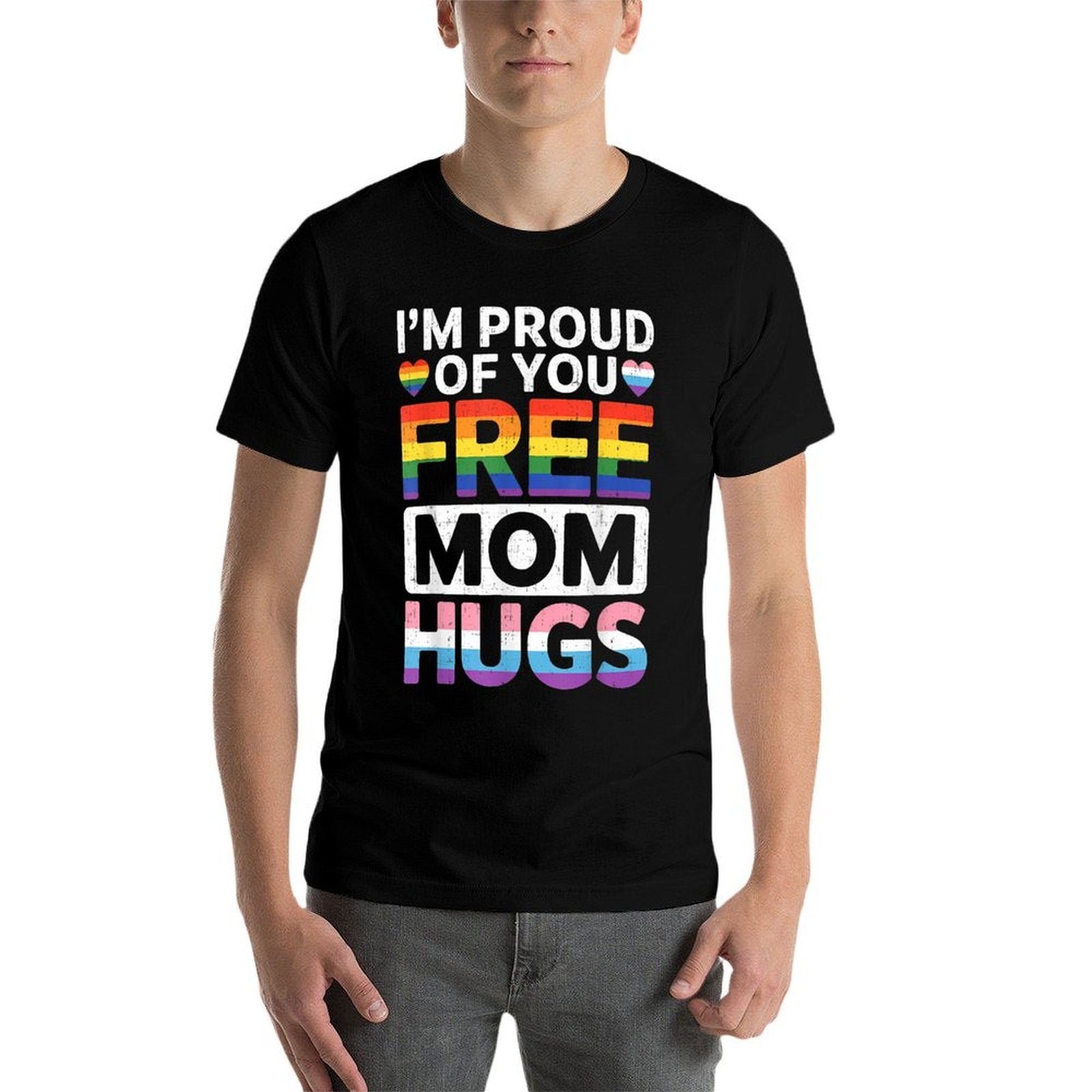 Rainbow Free Mom Hugs LGBTQ Pride Month Trendy LGBT Women  Wrinkle-resistant T-Shirt