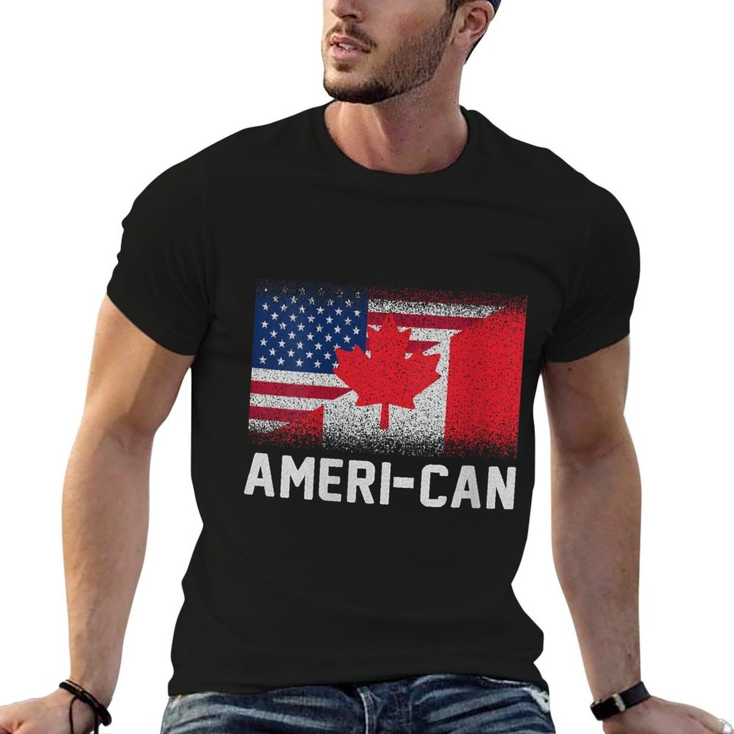 Womens American Canadian 4th of July America Canada Patriotic Comfortable T-Shirt