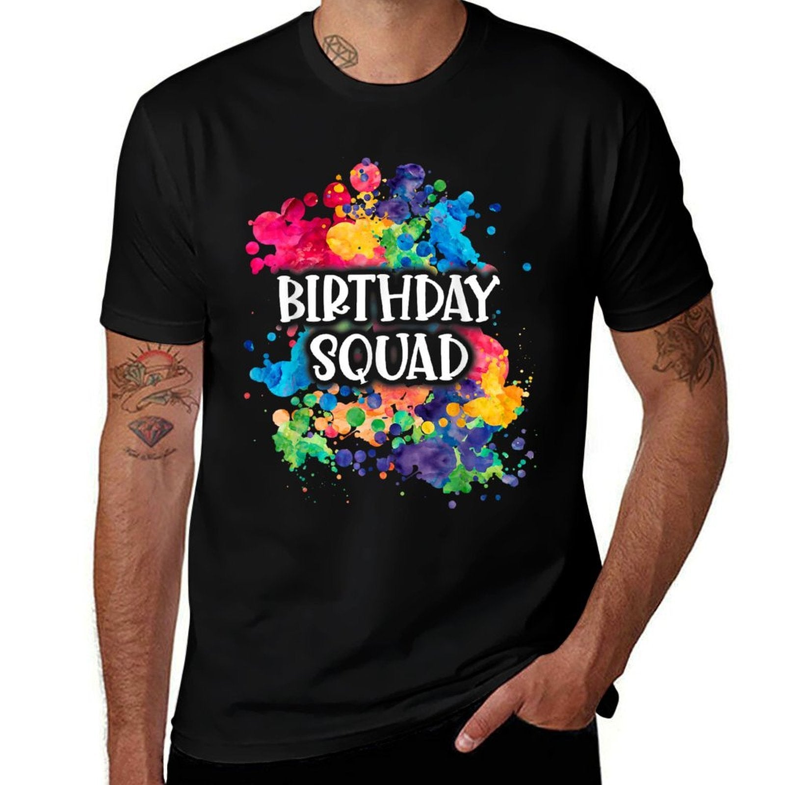 Favor Girls Paint Party Paint Splatter Birthday Squad  Heathered Texture T-Shirt