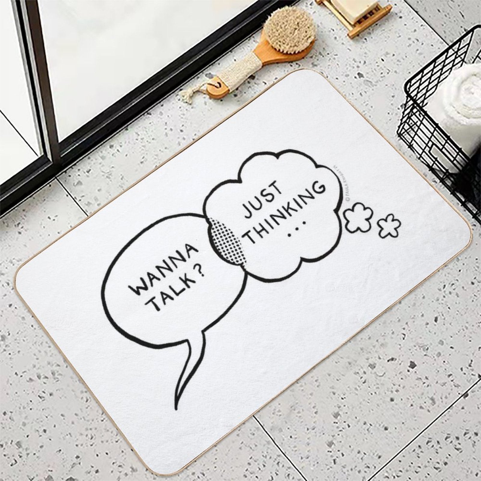 Speech And Thought Bubbles Chatting  Odorless Bath Mat