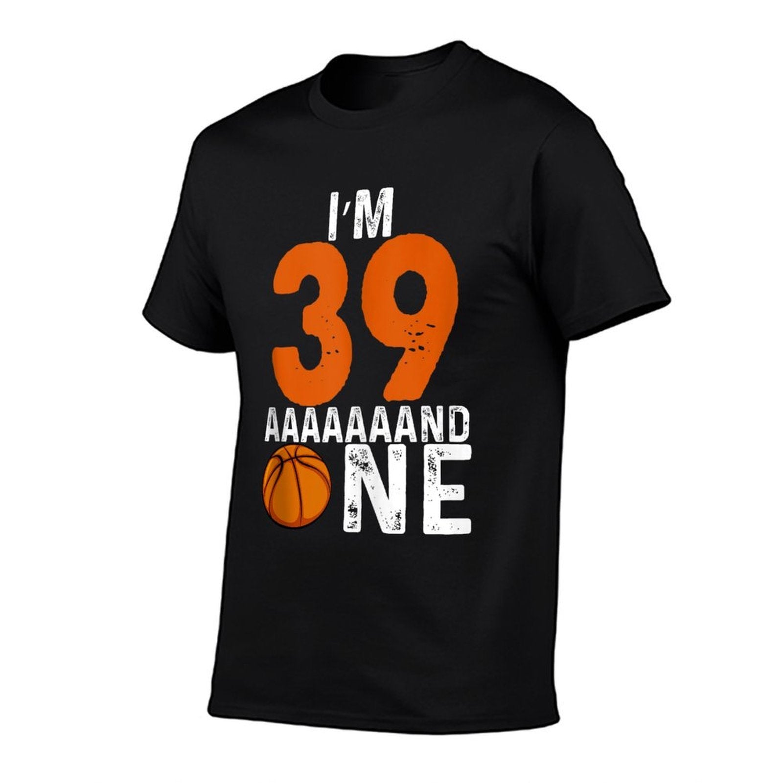 40th Birthday Funny Basketball Birthday Fortieth  Ribbed Collar T-Shirt