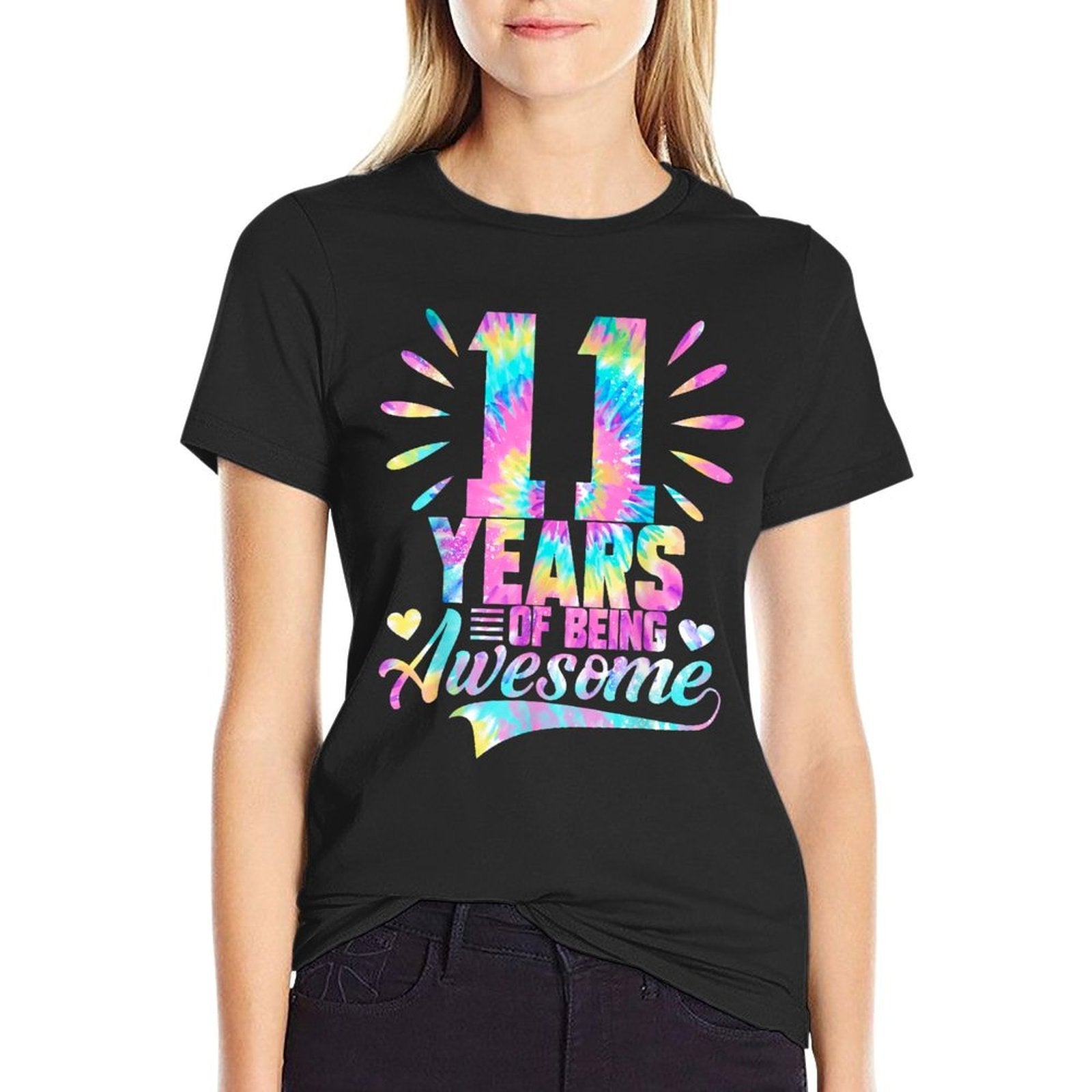 11th Birthday Gift Idea Tie-Dye 11 Year Of Being Awesome  Relaxed-fit T-Shirt