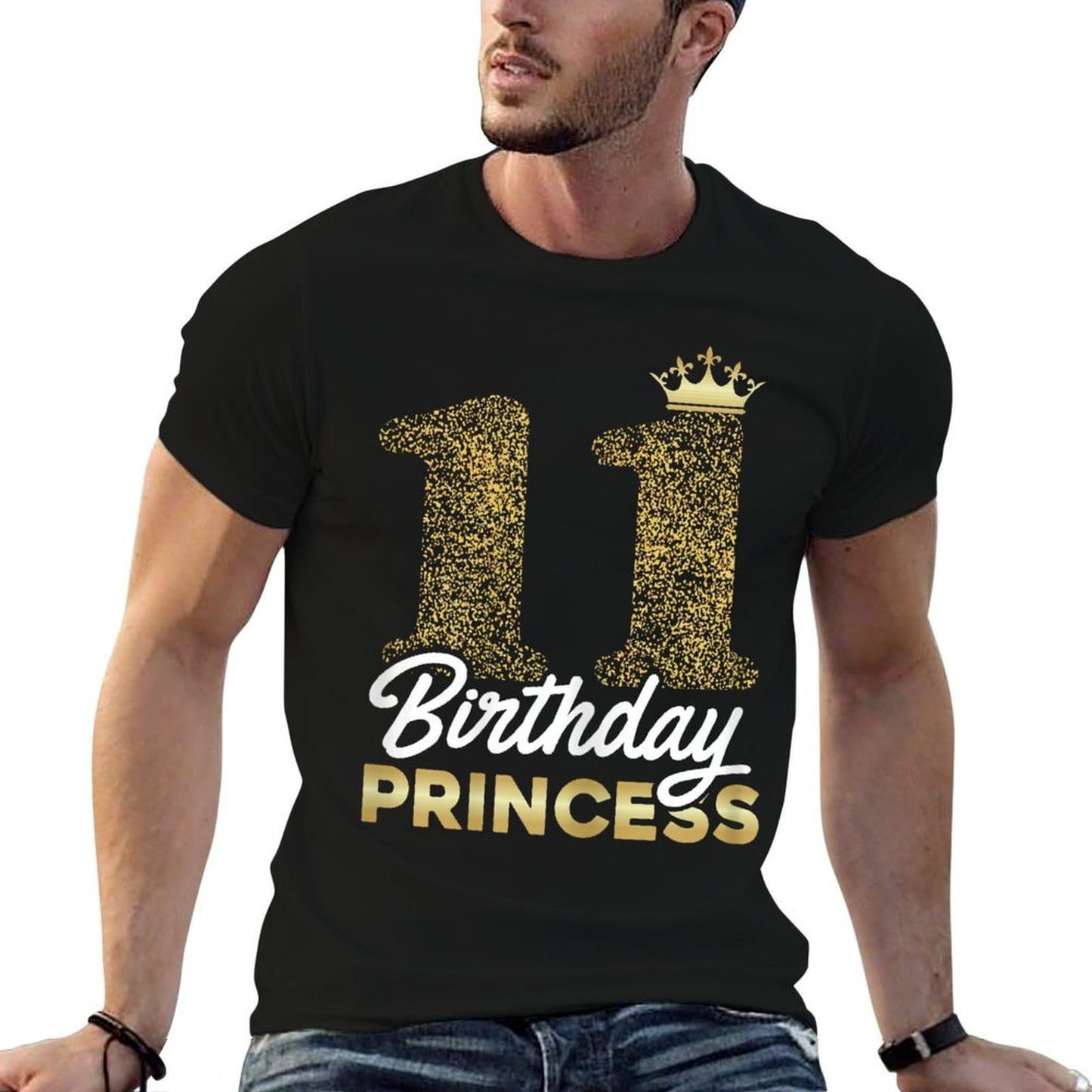 11th Birthday Girl Princess Cute Retro Crown 11 Years Old Cotton T-Shirt