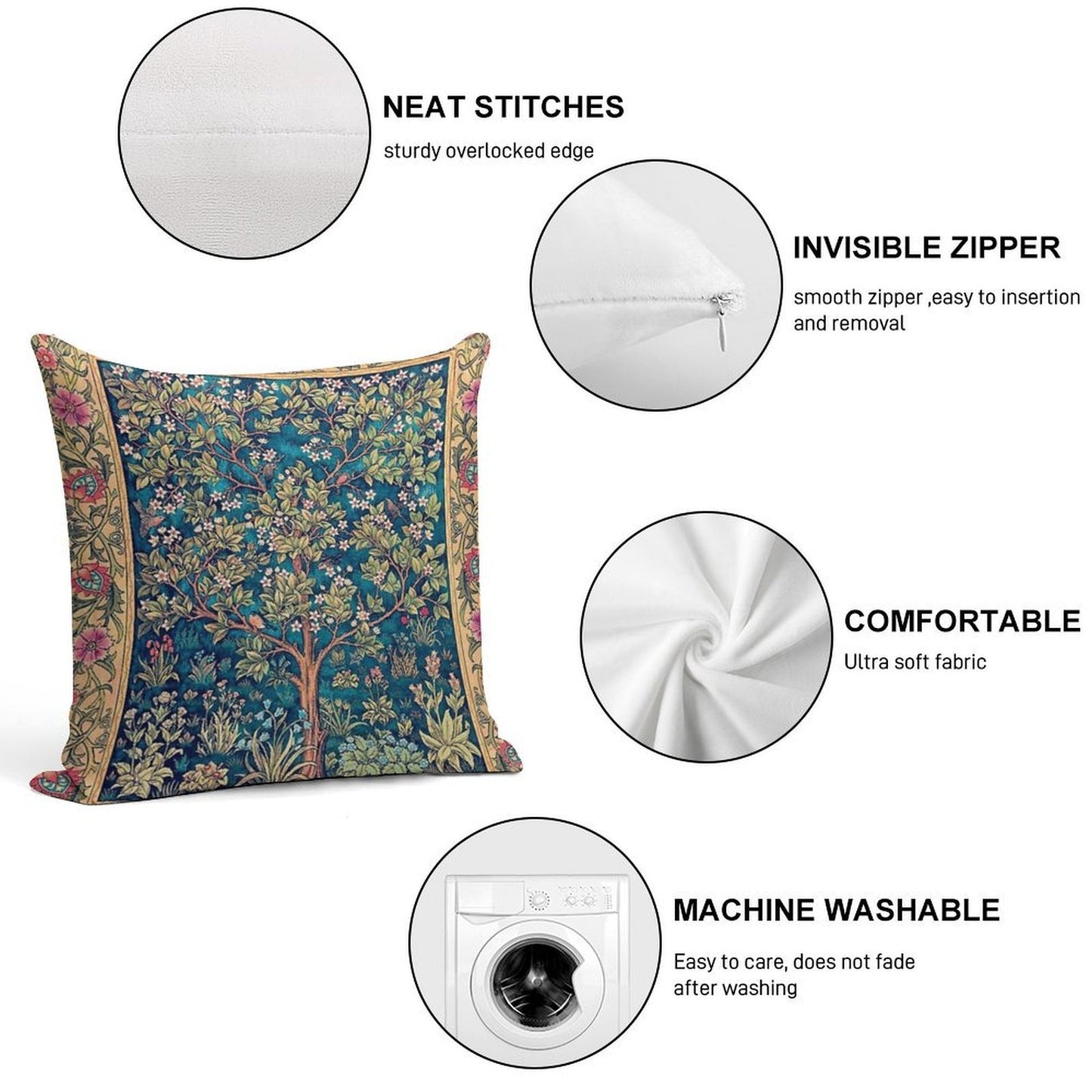 William Morris - Tree of Life, No,3. Soft Multiple Sizes Throw Pillow