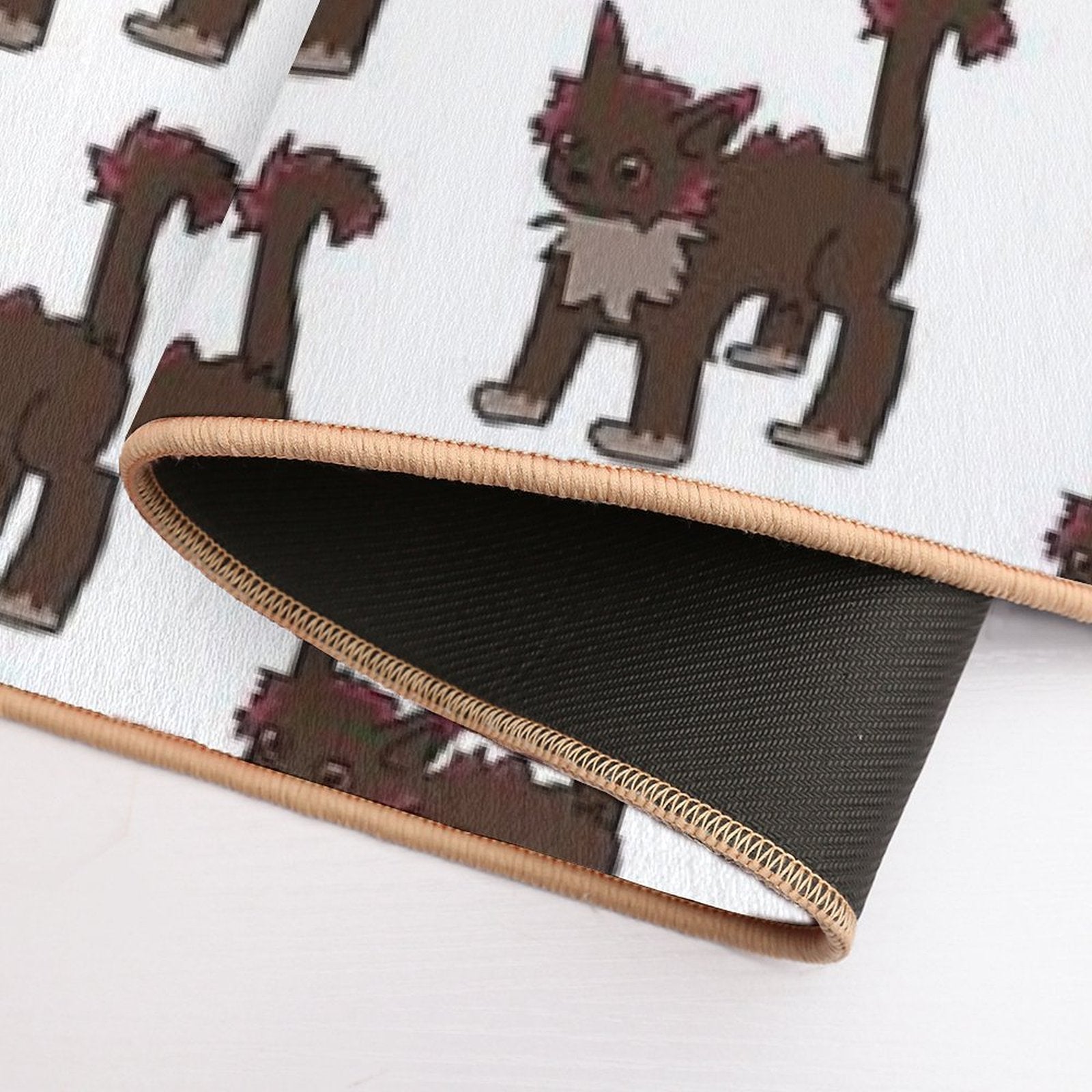 Spooked Brown Cat with Pink Highlights  Easy Maintenance Bath Mat