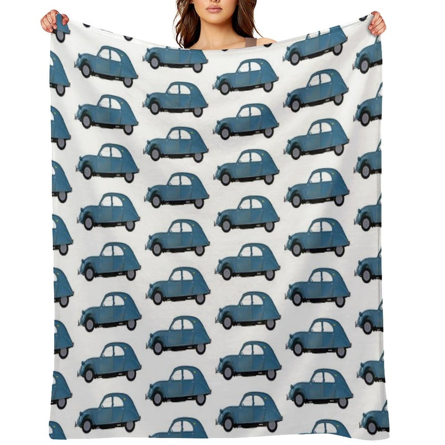 2CV Deux Chevaux Teal Version Velvety-soft Throw Blanket