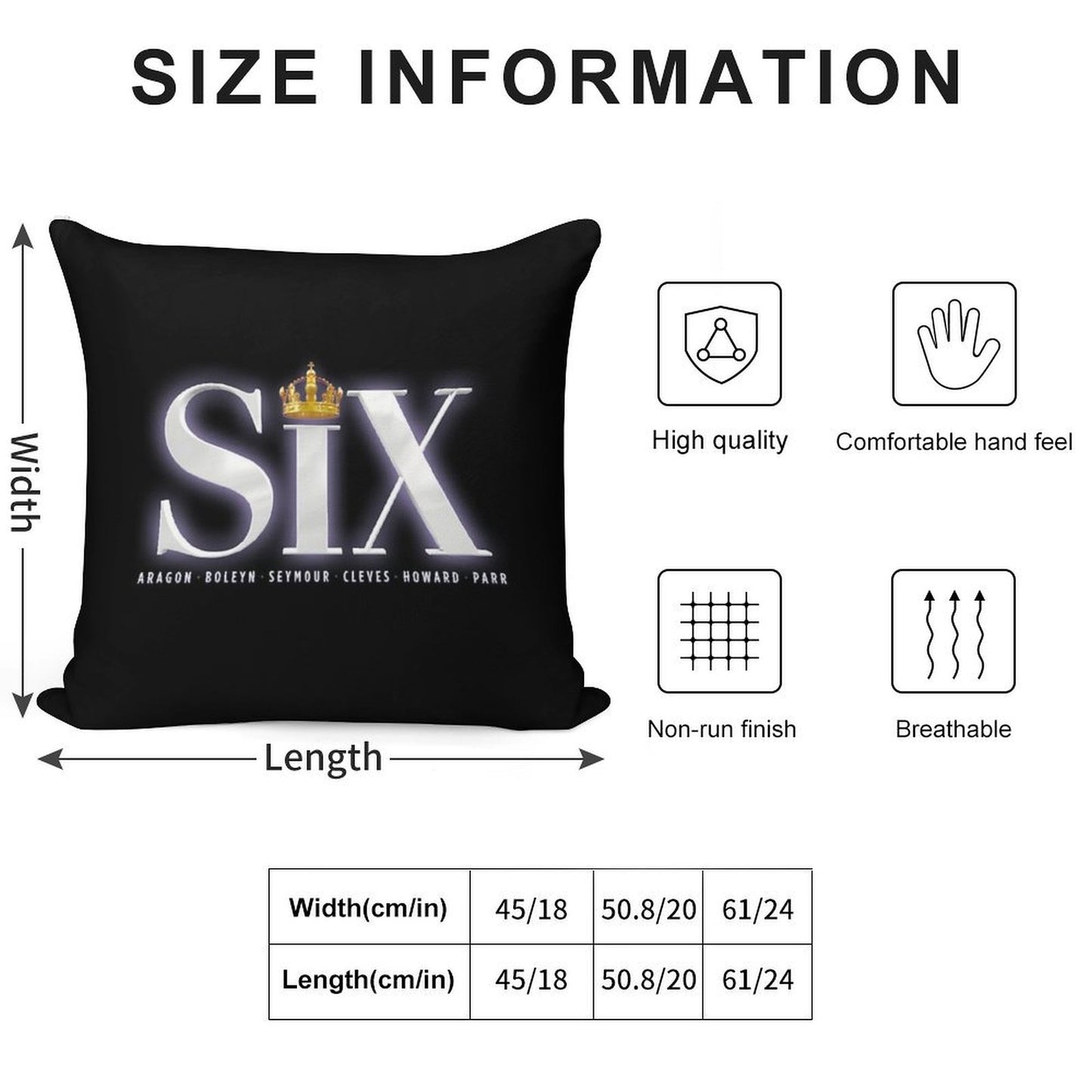 Six The Musical Logo Soft Bedroom Essential Throw Pillow