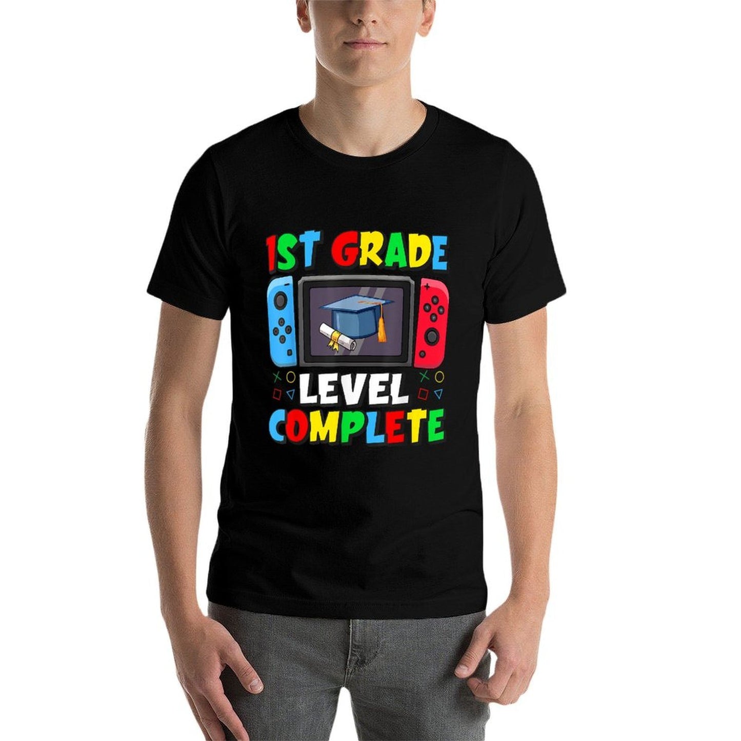 1st Grade Level Complete Last Day Of School Video Game Boys High-quality Stitching T-Shirt