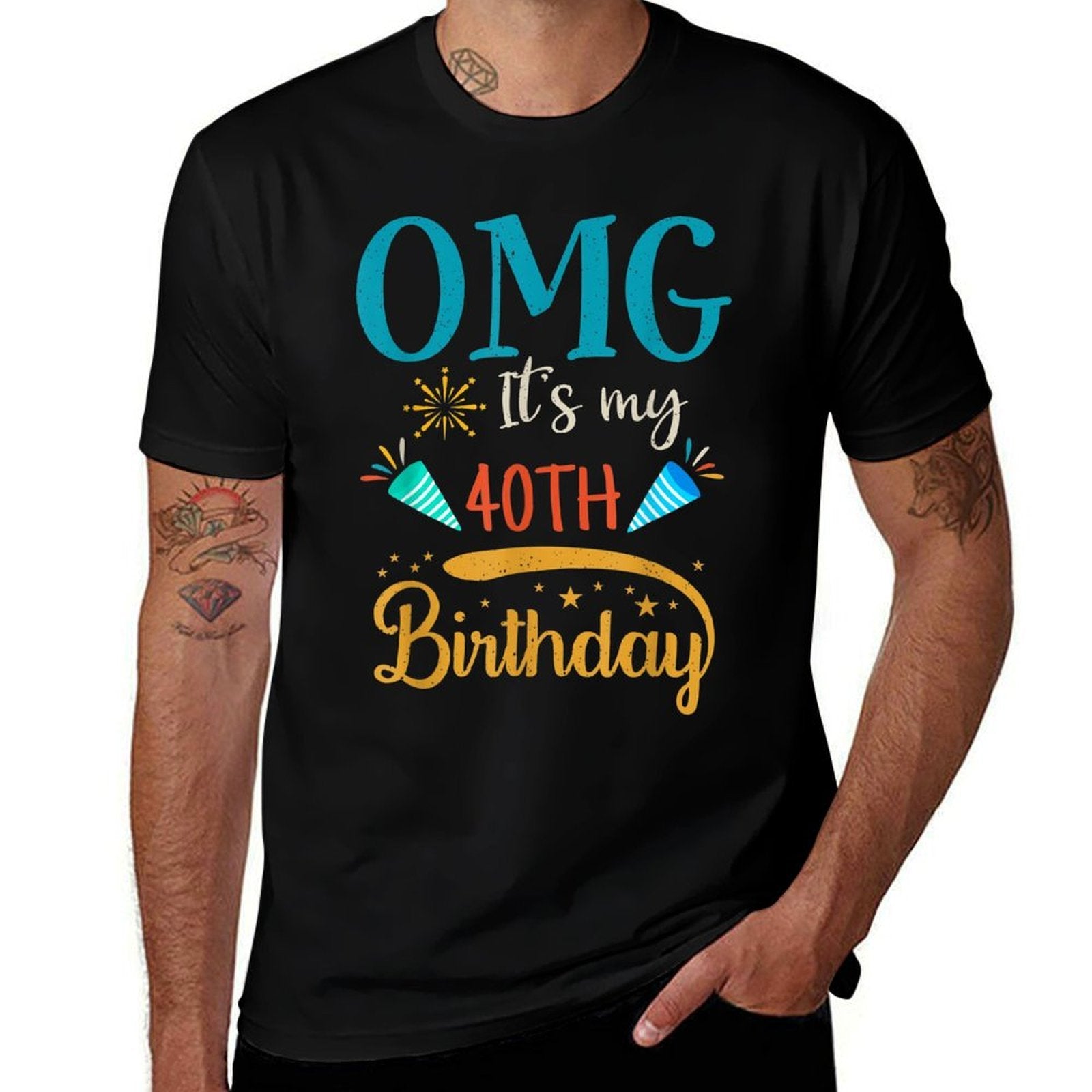 Retro 40 Years Old Women Men OMG! It's My 40th Birthday  Durable T-Shirt