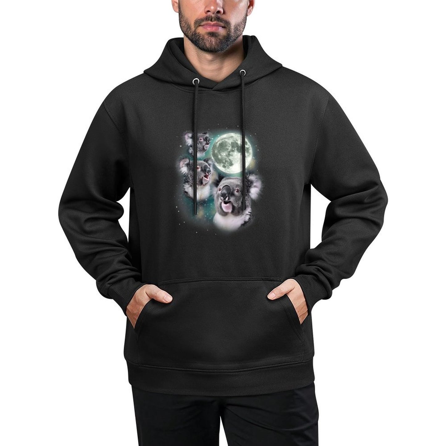 Three Koala Moon  Cute Quirky Meme Howling Wildlife Koala Unisex Design Hoodie