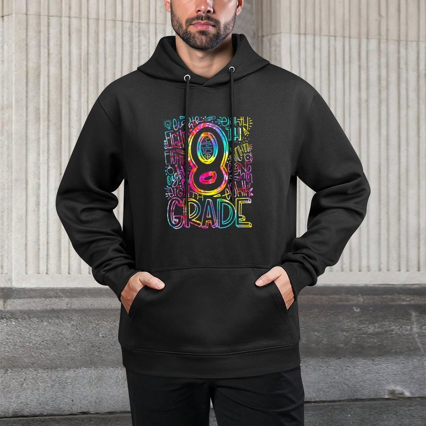 Tie Dye 8th Grade Typography Team Eighth Grade Teacher Unisex Design Hoodie