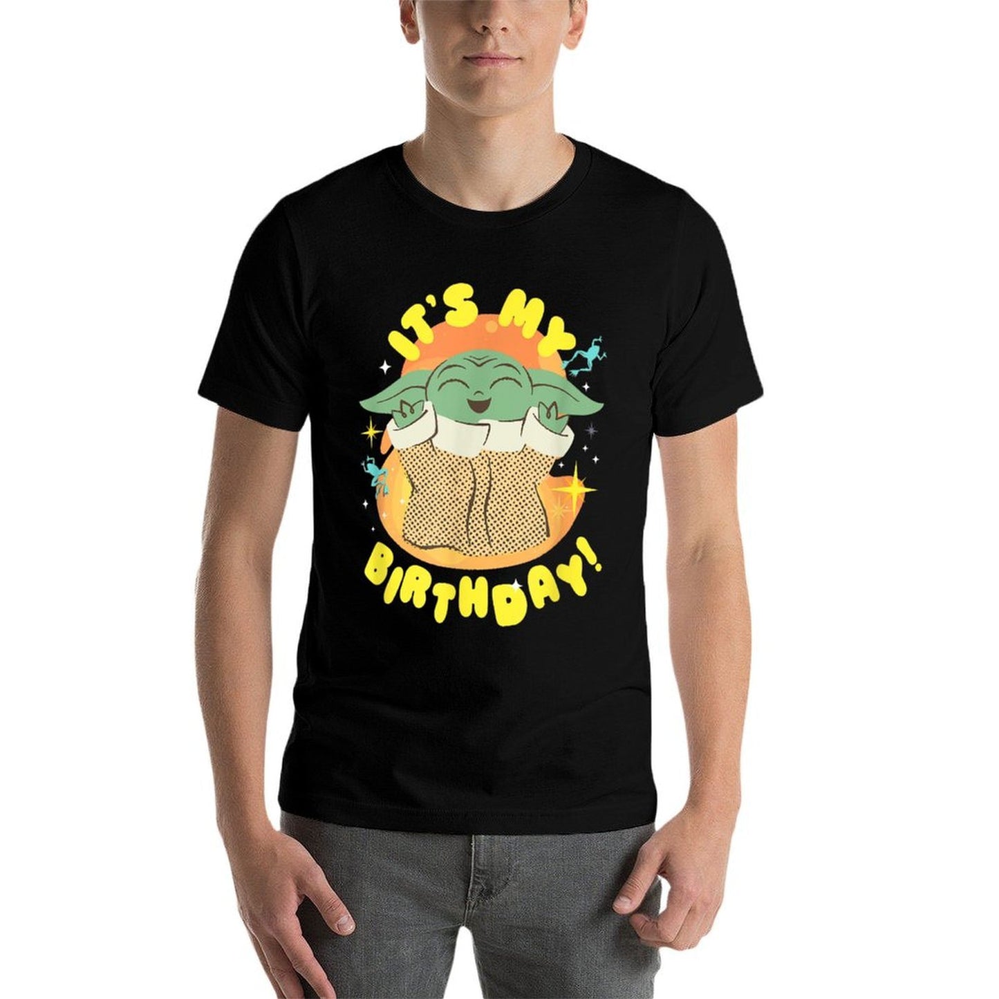 Star Wars Mandalorian Grogu Happy Frogs It’s My Birthday! Oversized Silhouette T-Shirt