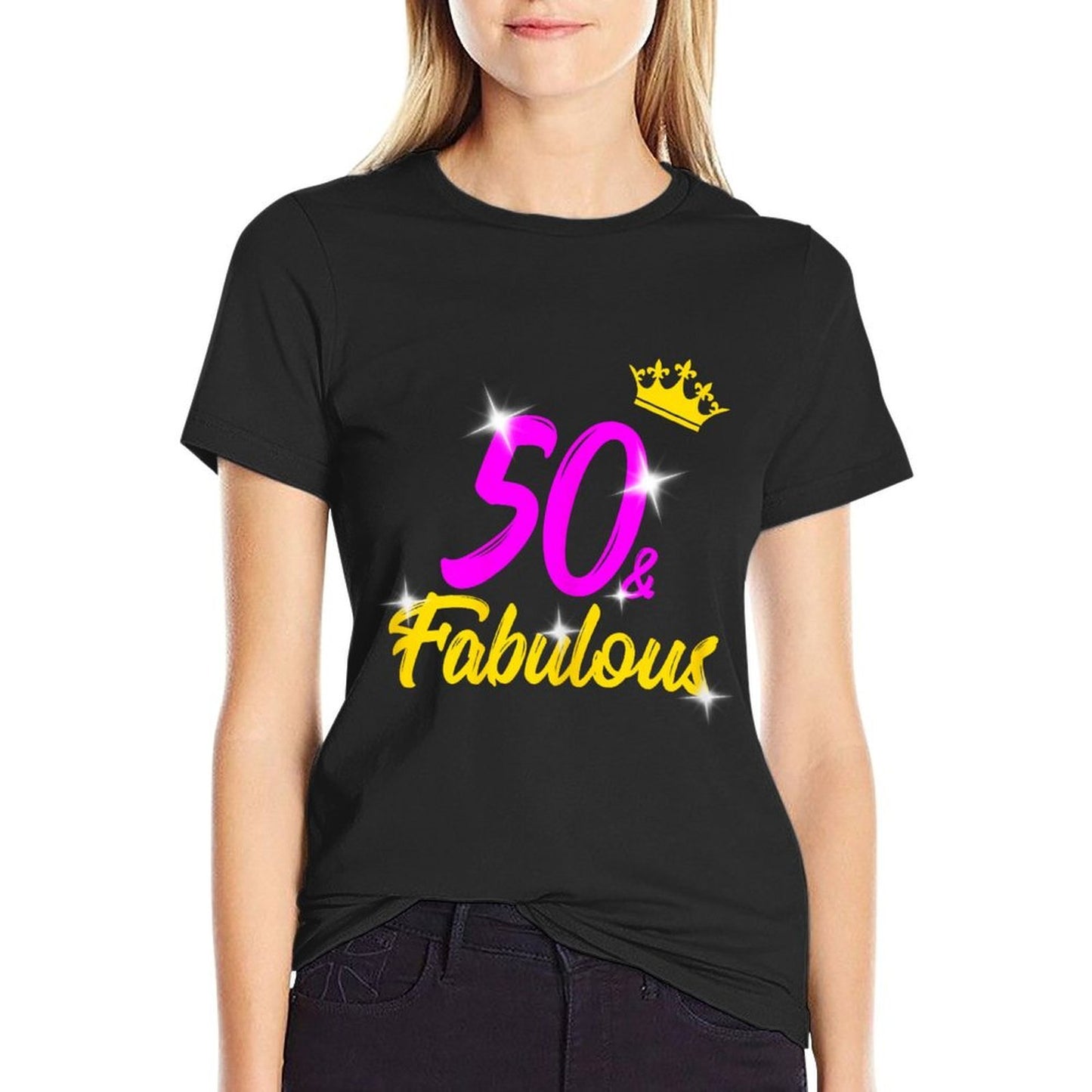 Womens 50 And Fabulous Queen 50th Birthday Gift Stretchy T-Shirt