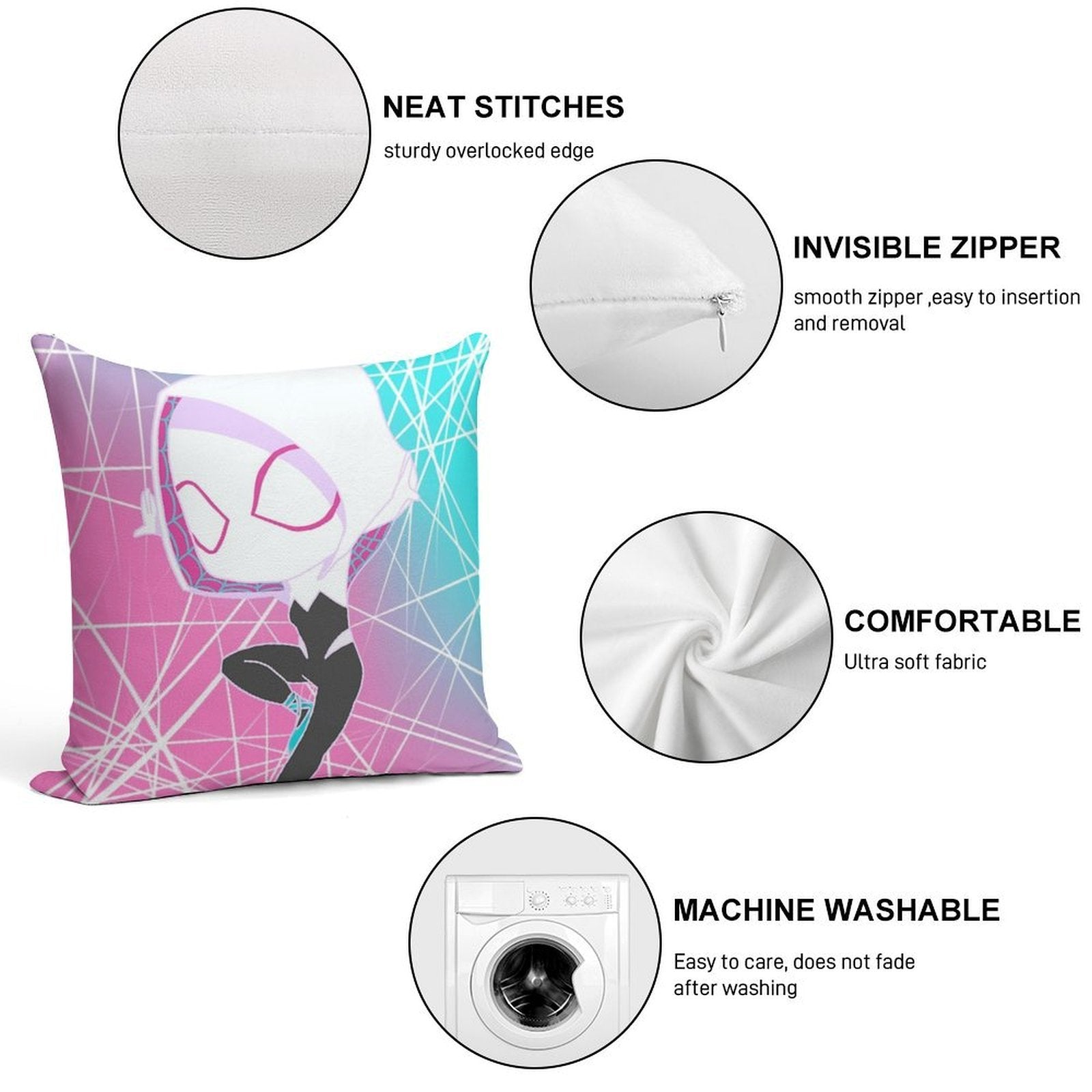 Spider Gwen Soft Decorative Cover Throw Pillow
