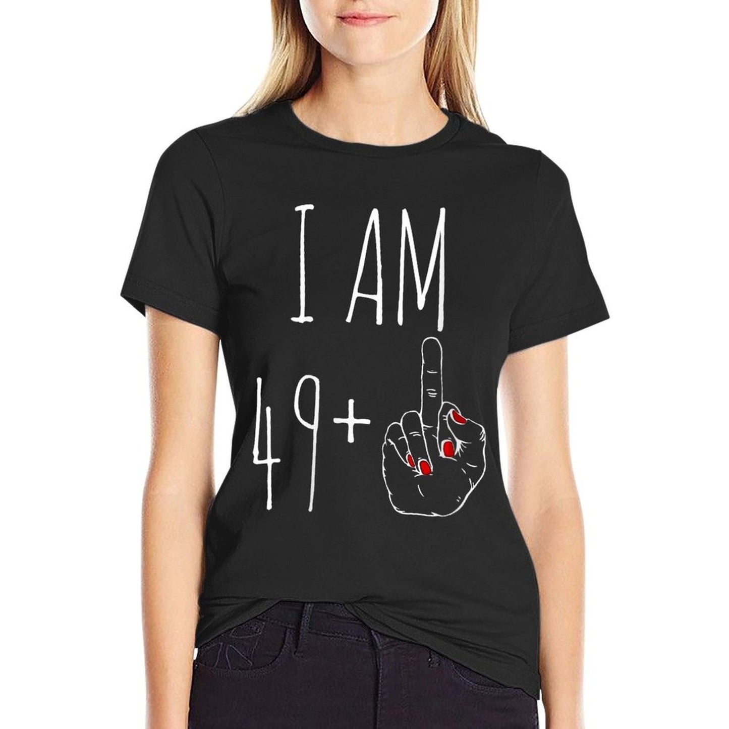 Womens I Am 49 Plus 1 Middle Finger For A 50th Birthday Trendy Pattern T-Shirt