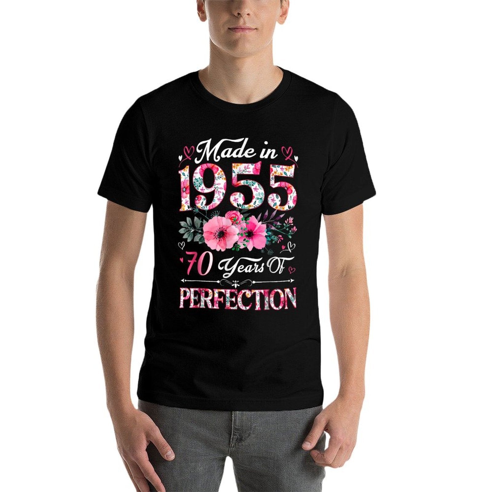 70 Year Old Made In 1955 Floral 70th Birthday Women  Trendy Pattern T-Shirt