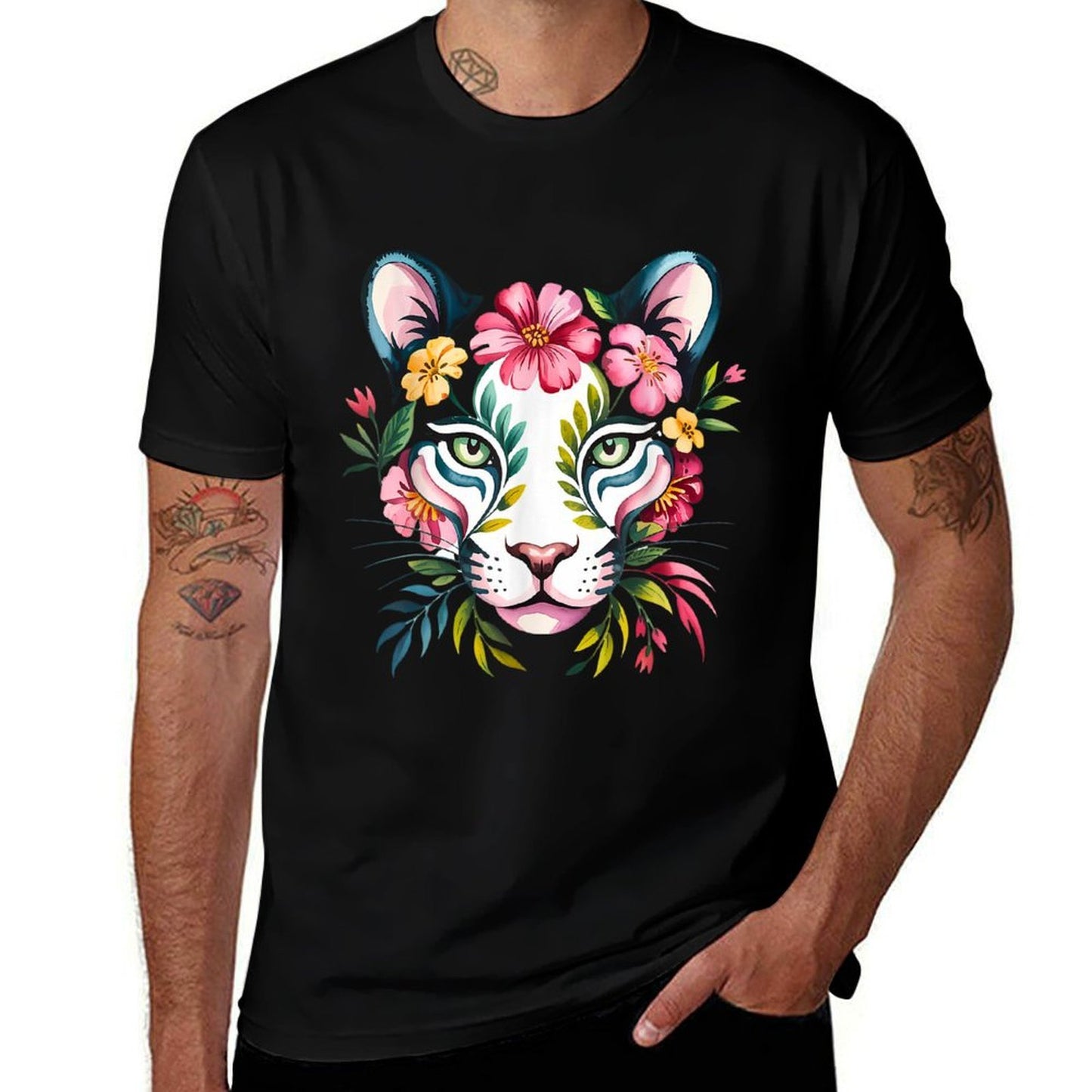 Watercolor Fantasy-like Puma Flowers Moisture-wicking T-Shirt