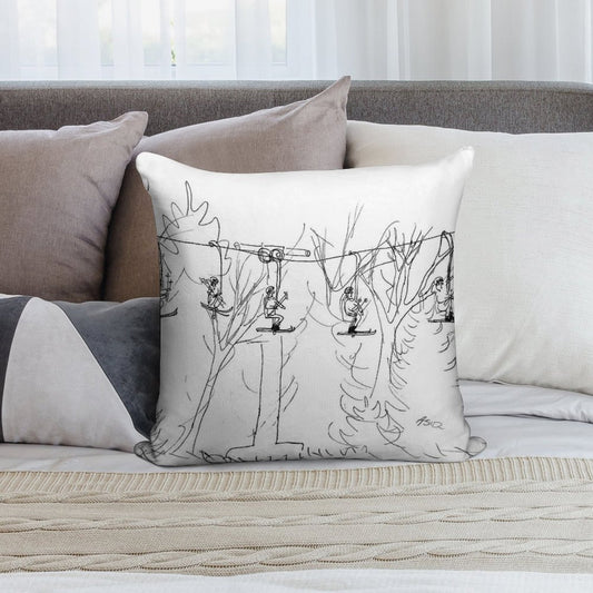 Ski Lift Soft Ultra-Soft Texture Throw Pillow