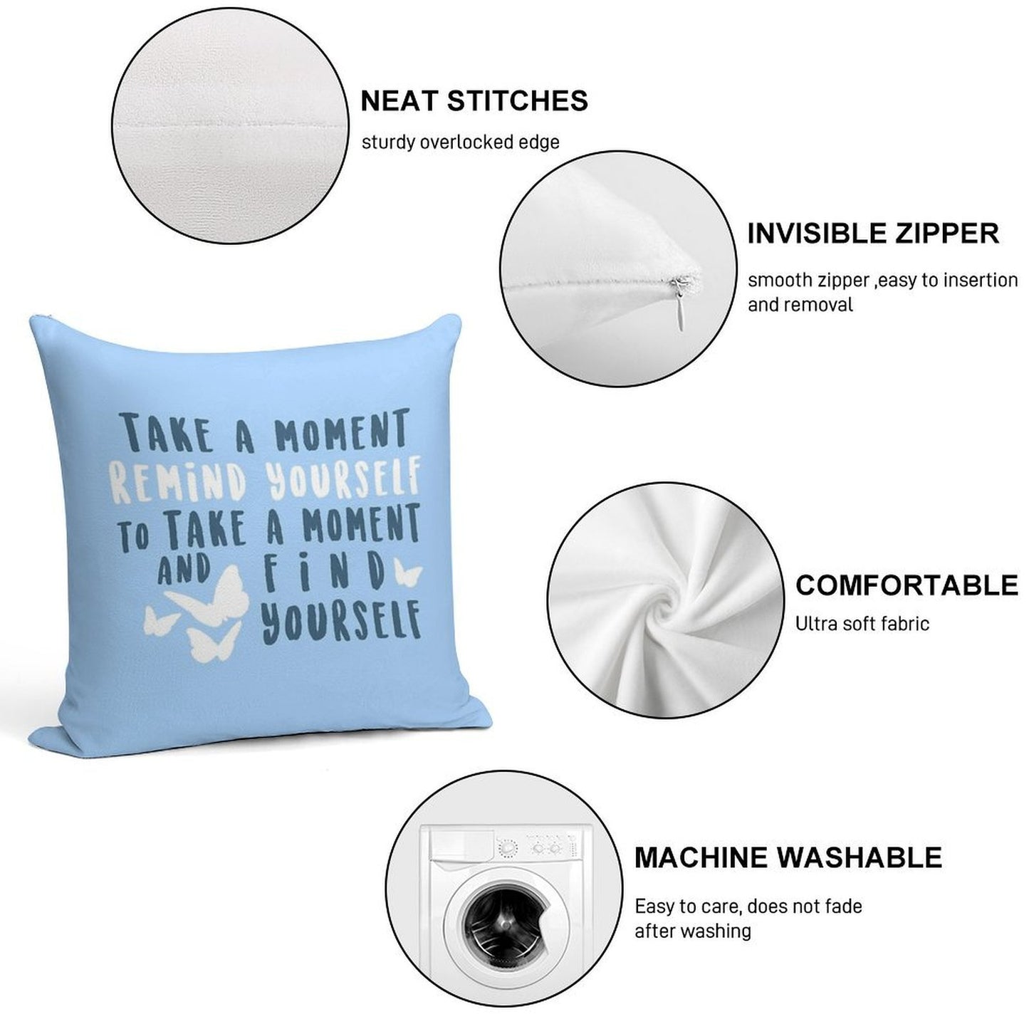 Take A Moment to Find Yourself Soft Bedroom Essential Throw Pillow