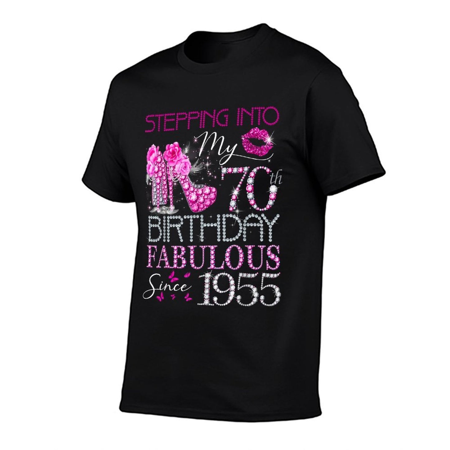 Womens Stepping Into My 70th Birthday Fabulous Since 1955 Easy-care T-Shirt