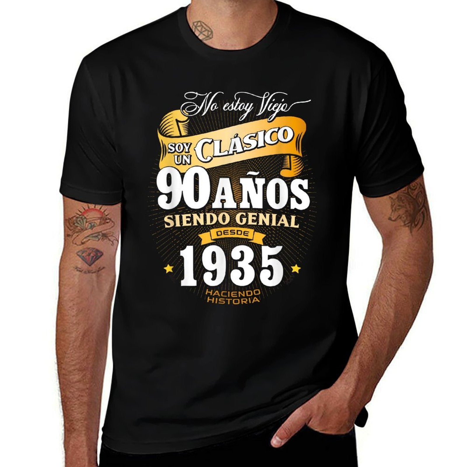 90th Birthday for Men in Spanish Regalo Cumpleanos 90  Easy-care T-Shirt