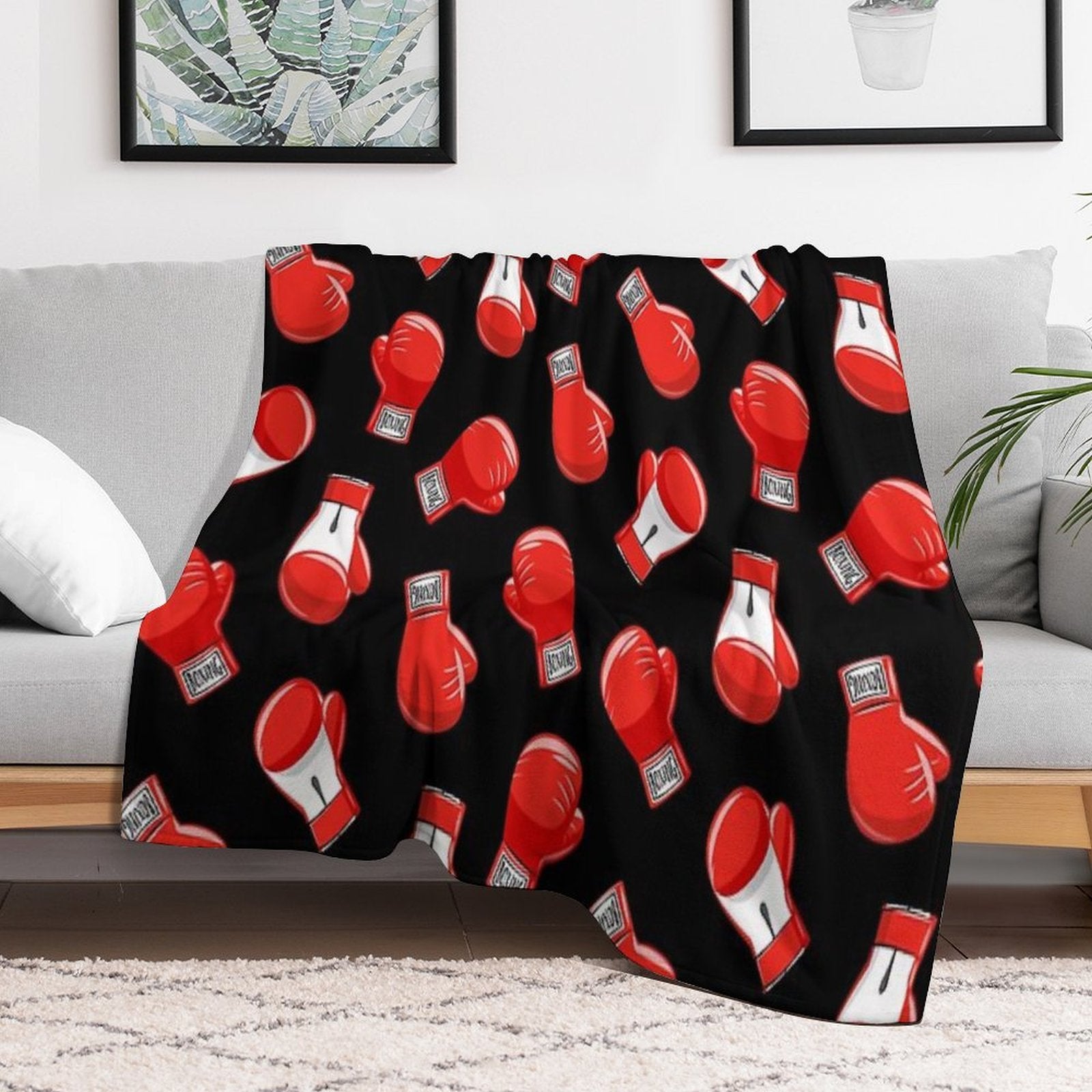 Red Boxing Gloves Anti-pilling Throw Blanket