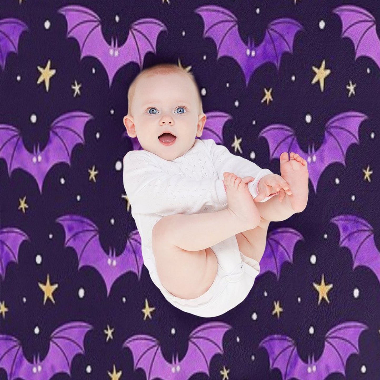 Watercolor Bats Purple on Black Comfort Throw Blanket