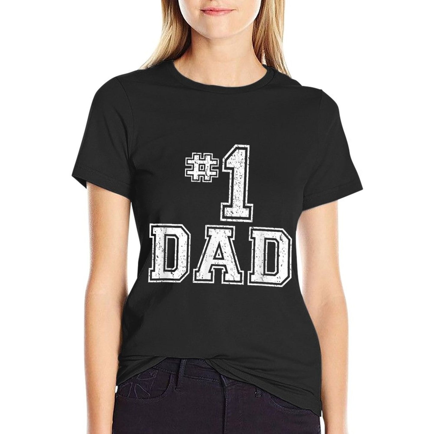 #1 Dad Number One Fathers Day Vintage Style Heathered Texture T-Shirt